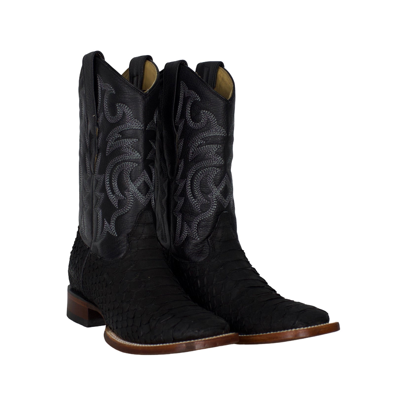 Los Altos Men Python Nobuck Black 822N5705 Square Toe Boot