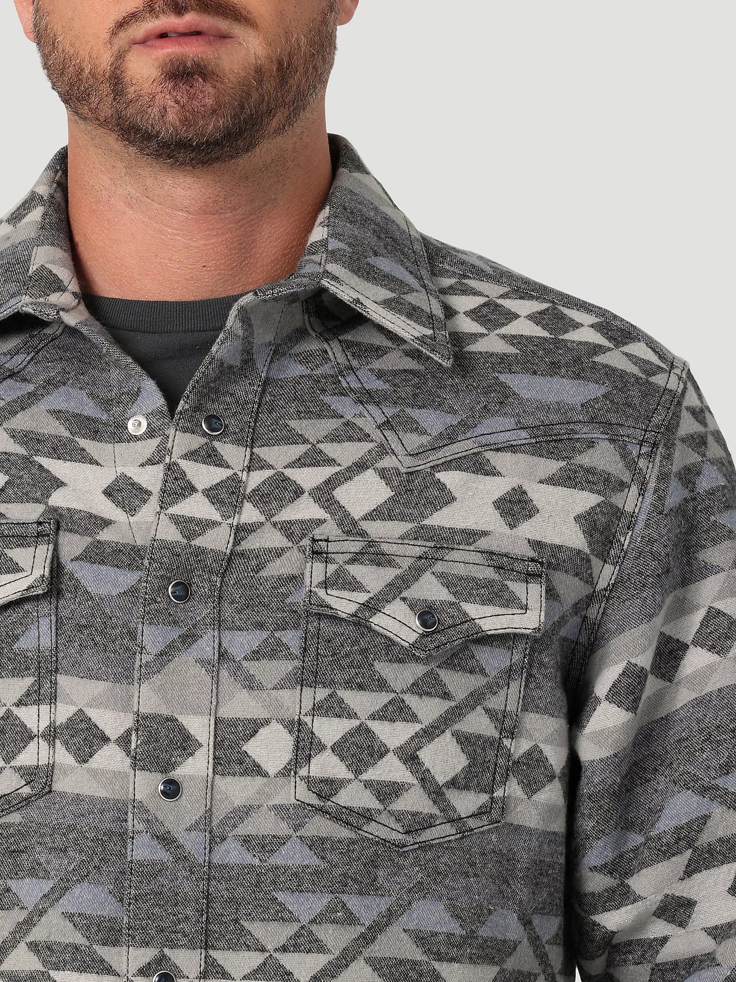 Wrangler Men Retro Premium Jacquard Snap Shirt Jacket