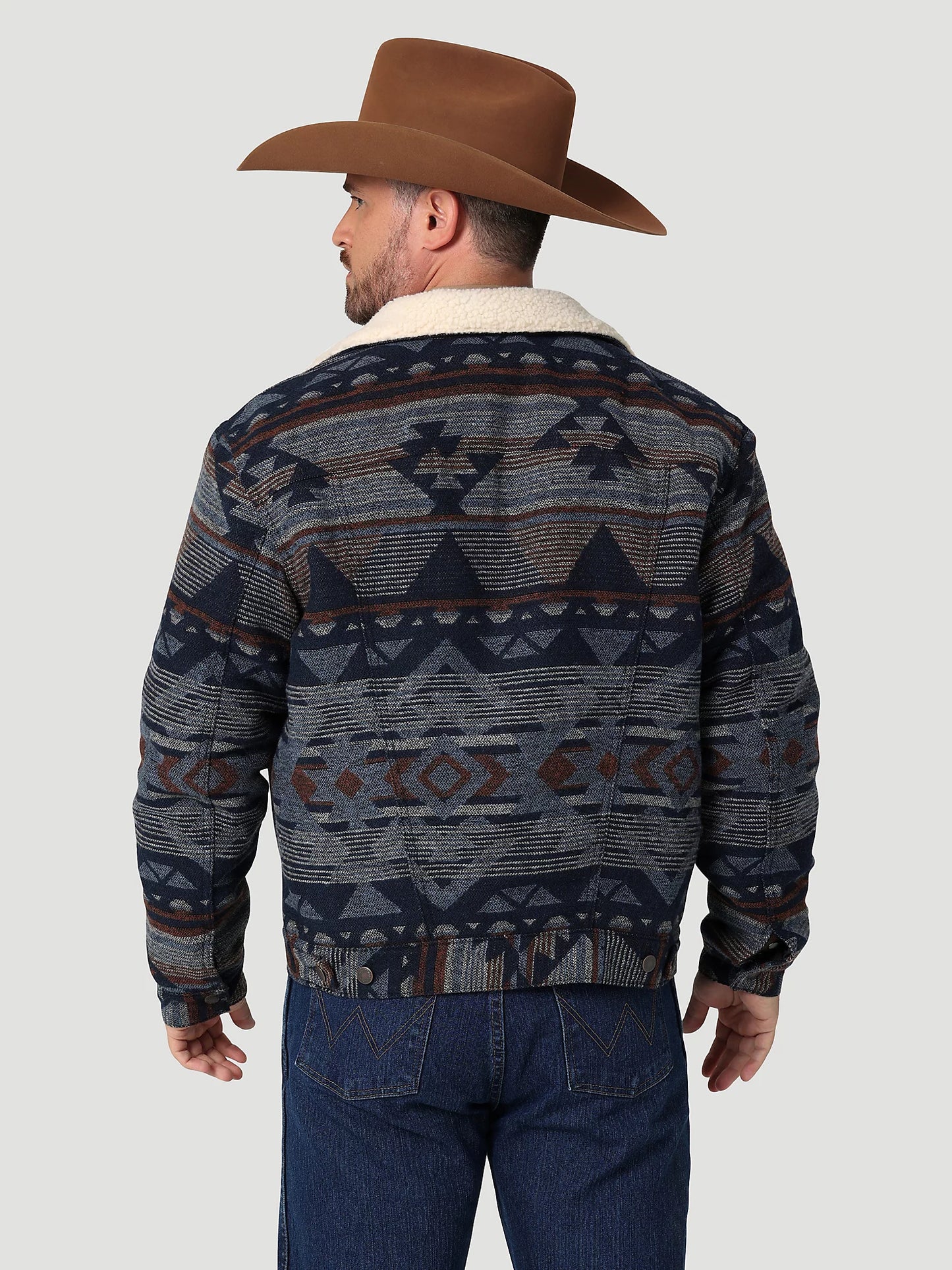 Wrangler Men Sherpa Lined Jacquard Print Jacket