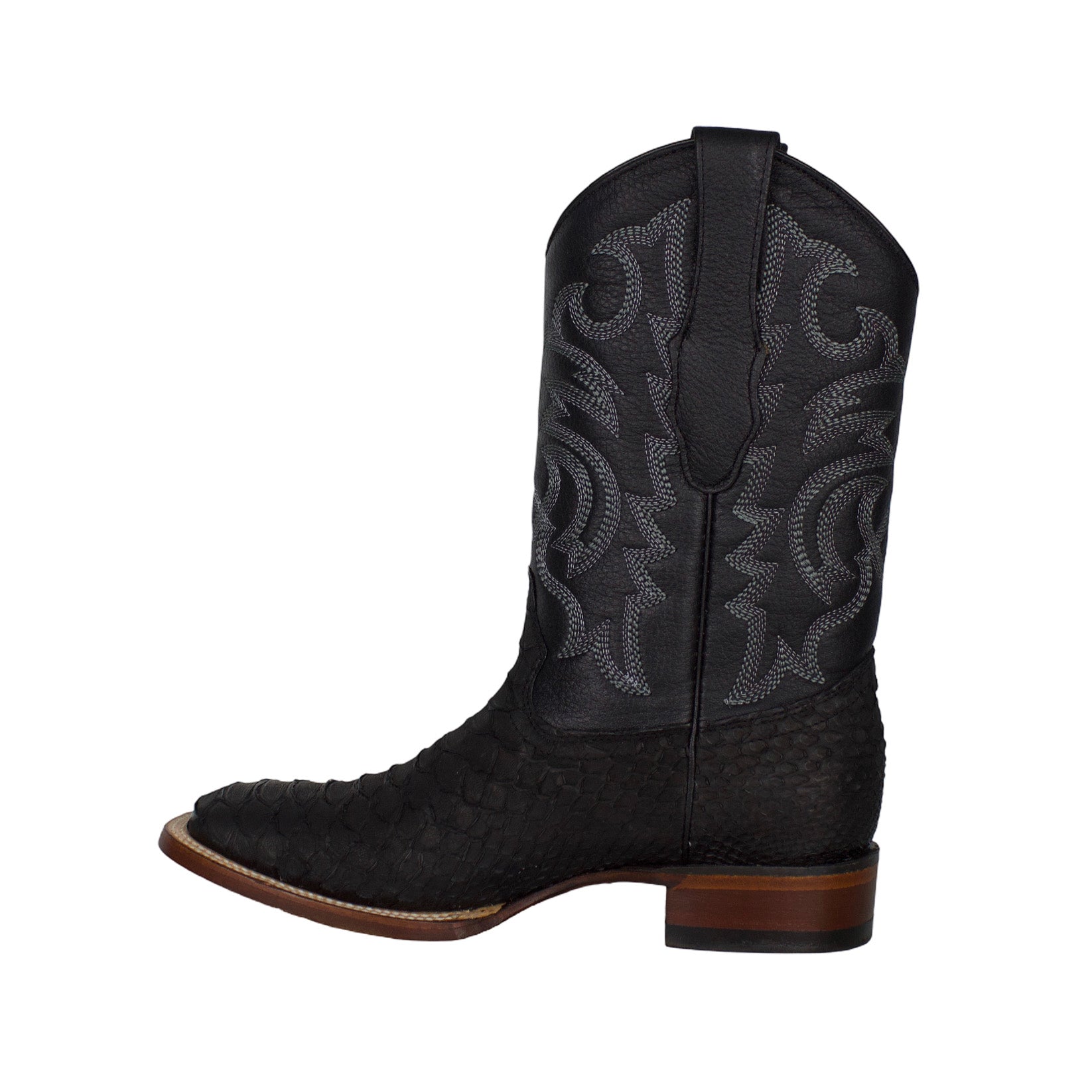 Los Altos Men Python Nobuck Black 822N5705 Square Toe Boot