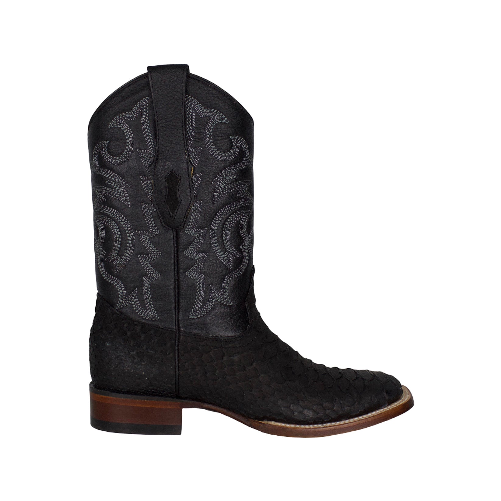Los Altos Men Python Nobuck Black 822N5705 Square Toe Boot