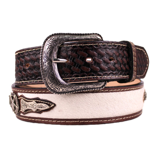 Star Conch Cow Hair Leather Belt
