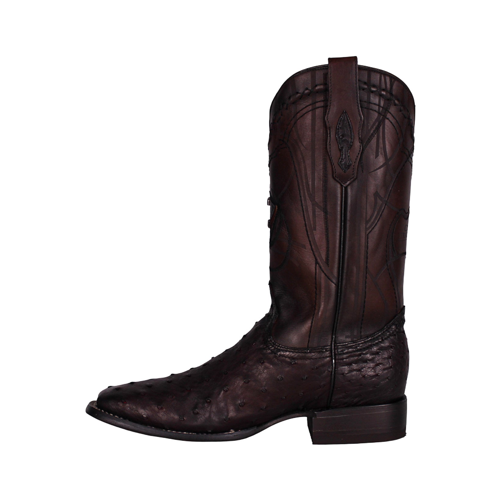 Cuadra MN Ostrich Square Toe Boot 3Z1OA1 Blackcherry