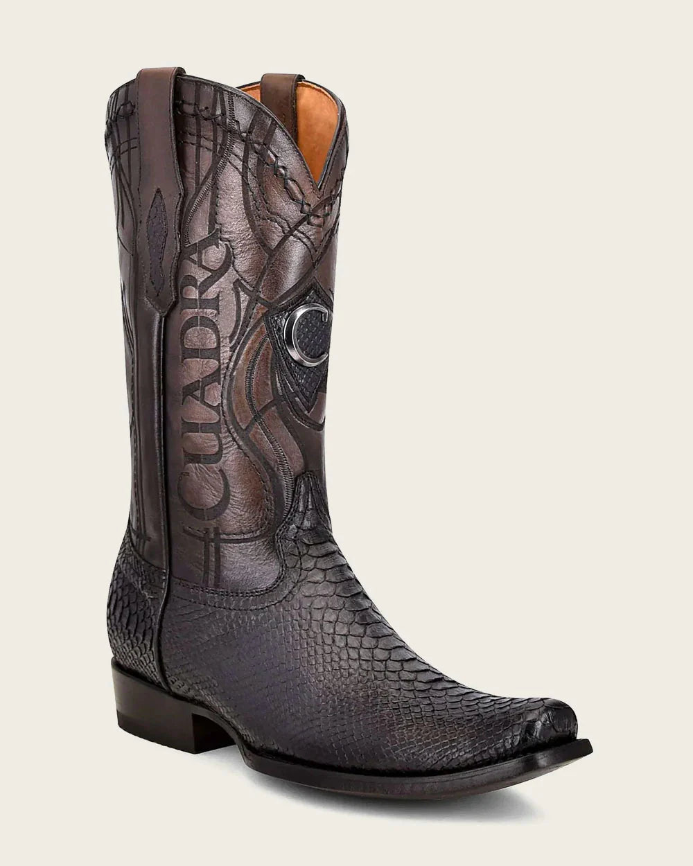 Cuadra MN Python Narrow Square Toe Boot 1J1NPH Black