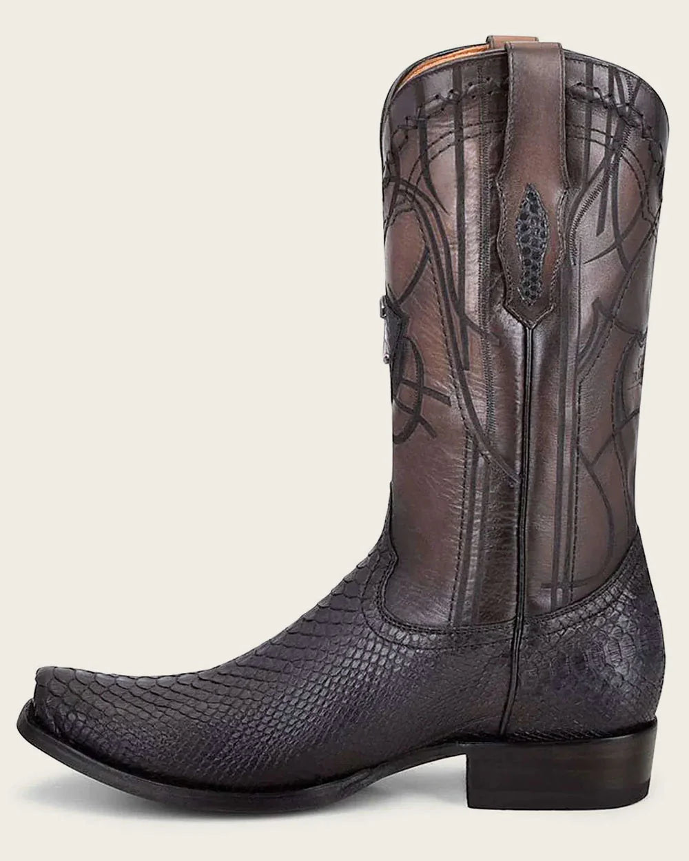 Cuadra MN Python Narrow Square Toe Boot 1J1NPH Black
