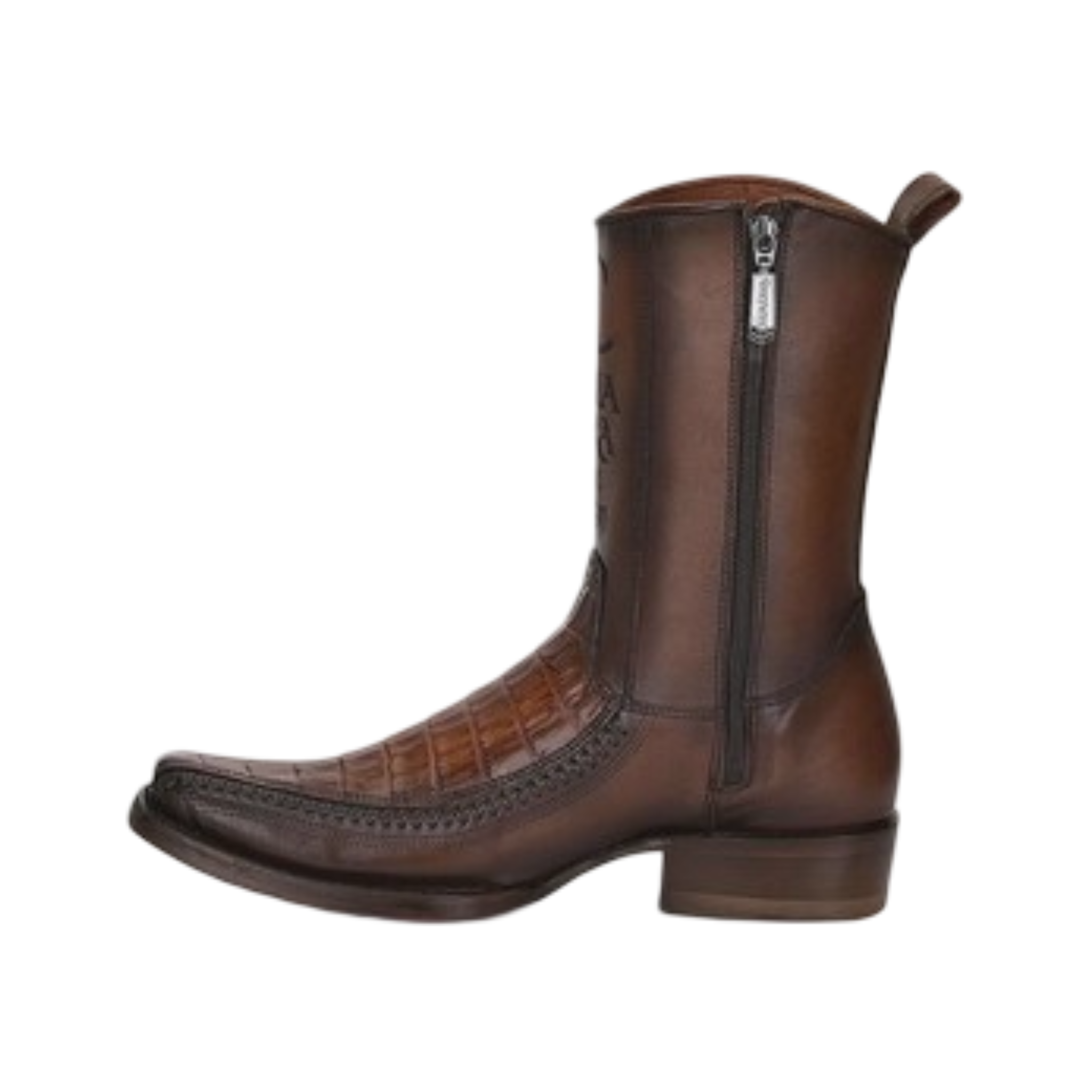 Cuadra Men Engraved Caiman Belly Round Toe Boot 1J2KFY Brown