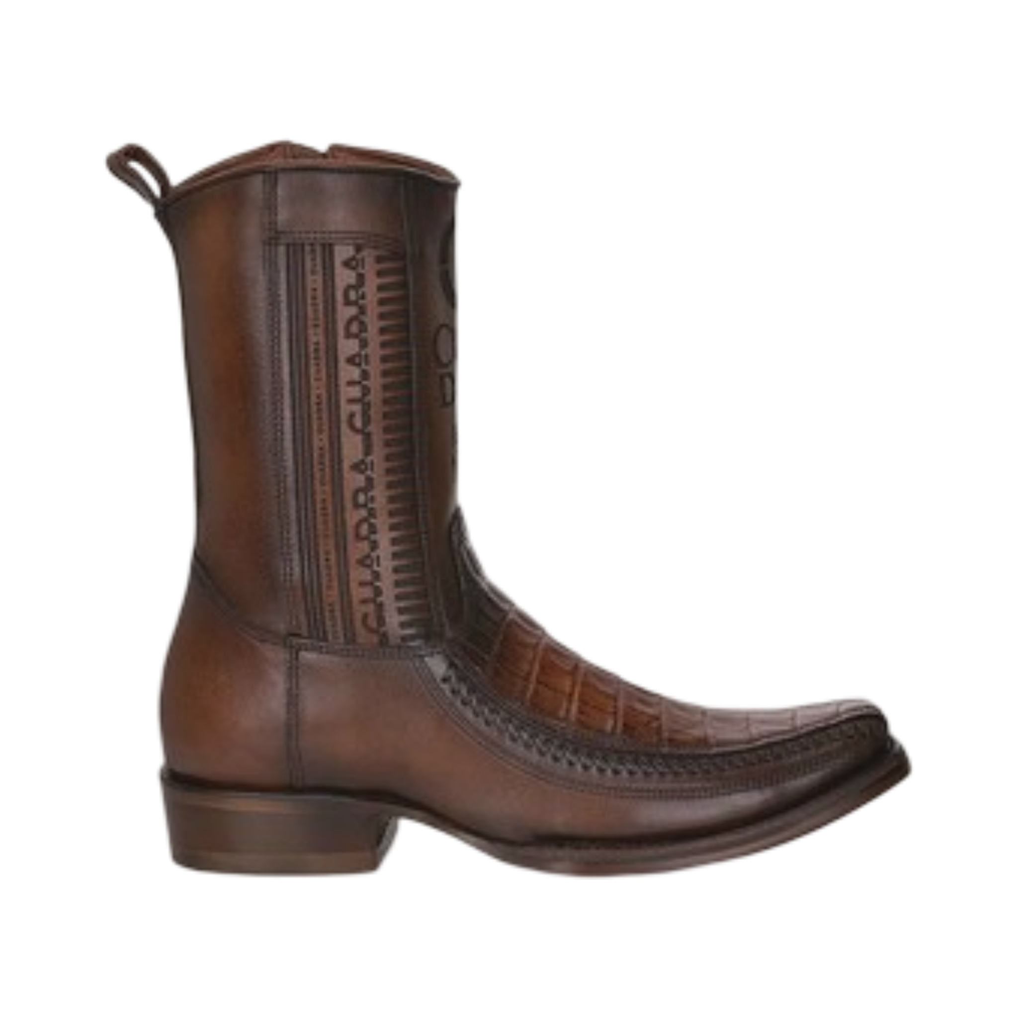 Cuadra Men Engraved Caiman Belly Round Toe Boot 1J2KFY Brown