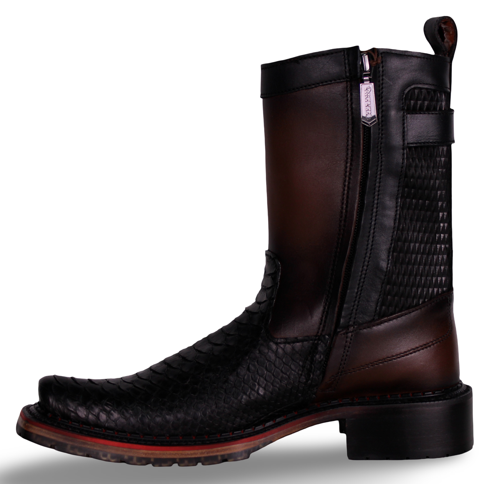 Cuadra Men Python Narrow Square Toe Boot 1J2VPH Black