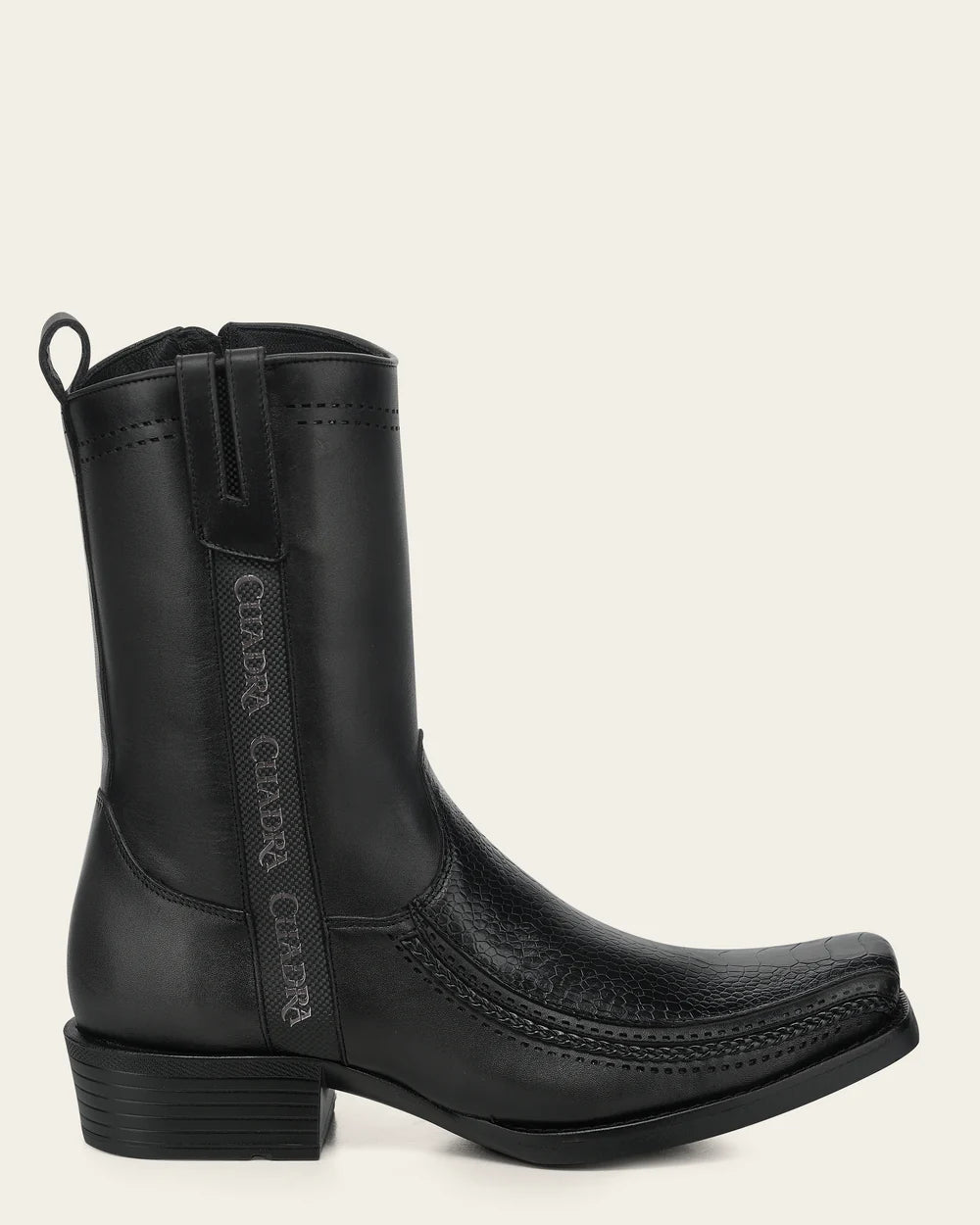 Cuadra Men Ostrich Leg Narrow Square Toe Boot 1J4JAP Black