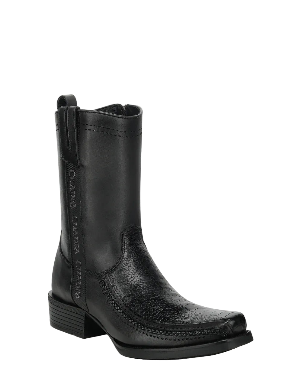 Cuadra Men Ostrich Leg Narrow Square Toe Boot 1J4JAP Black