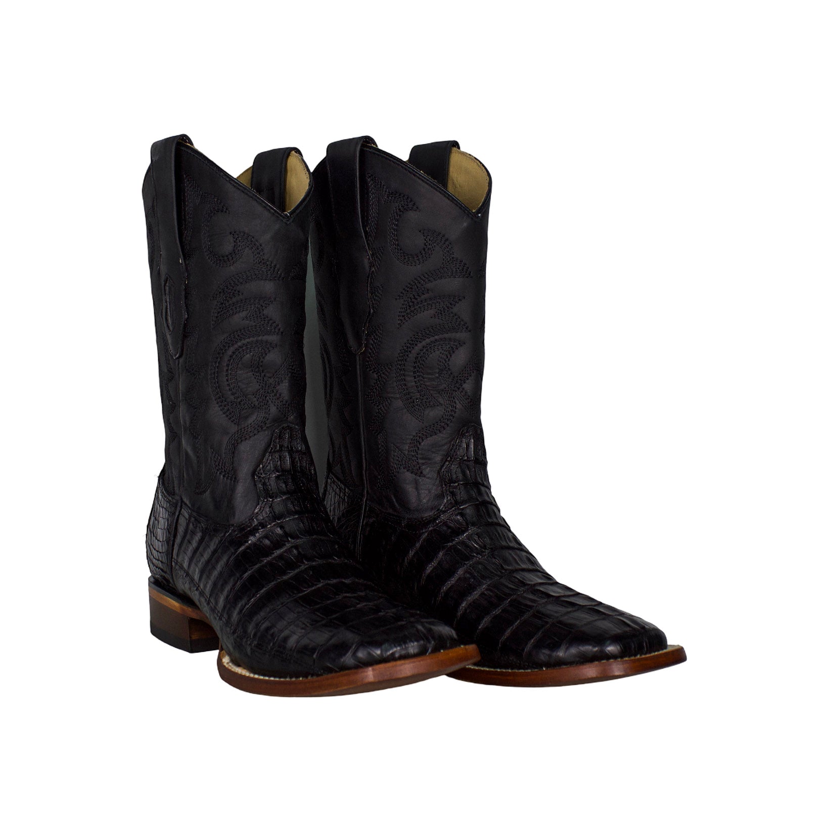 Los Altos Men Caiman Tail Black 8220105 Square Toe Boot