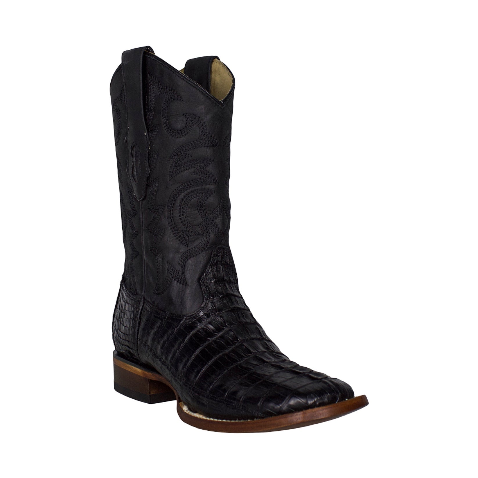 Los Altos Men Caiman Tail Black 8220105 Square Toe Boot