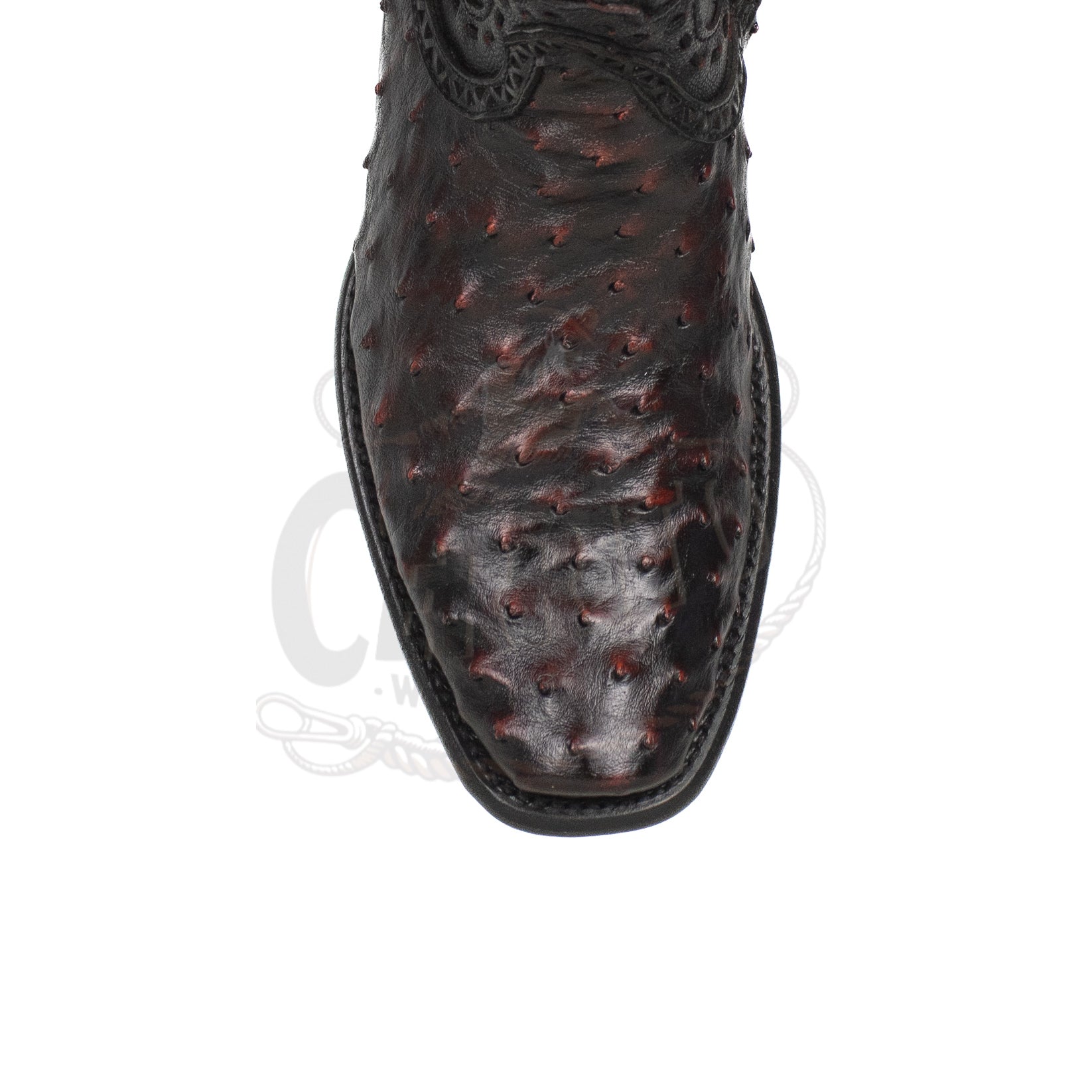 Wild West Men Black Cherry 79B0318 Ostrich Dubai Toe Short Boot