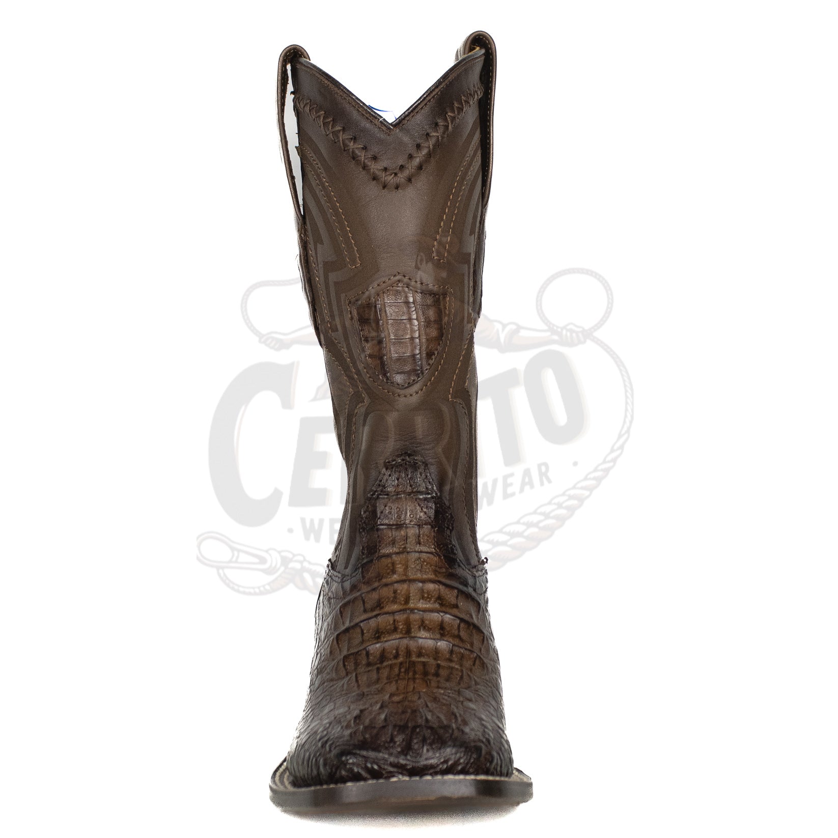 Wild West Men 824L0216 Faded Brown Caiman Hornback Wide Square Toe Boot
