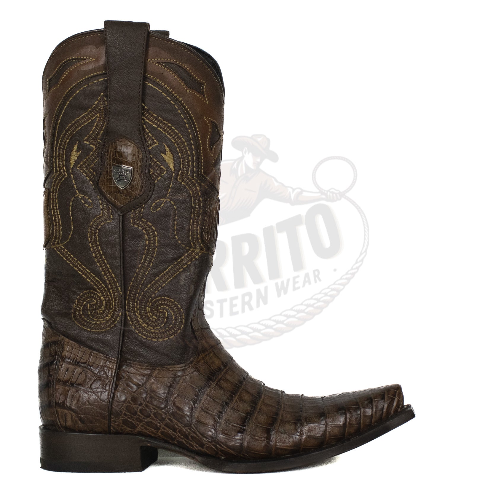Wild West Men Caiman Belly Brown 948207 Snip Toe Boot