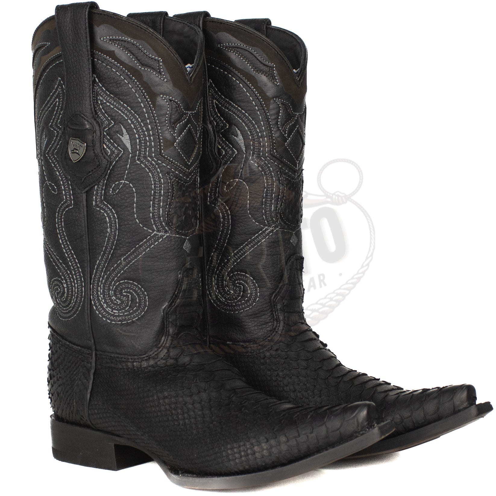 Wild West Men Graso Black 94G5705 Python Snip Toe Boot