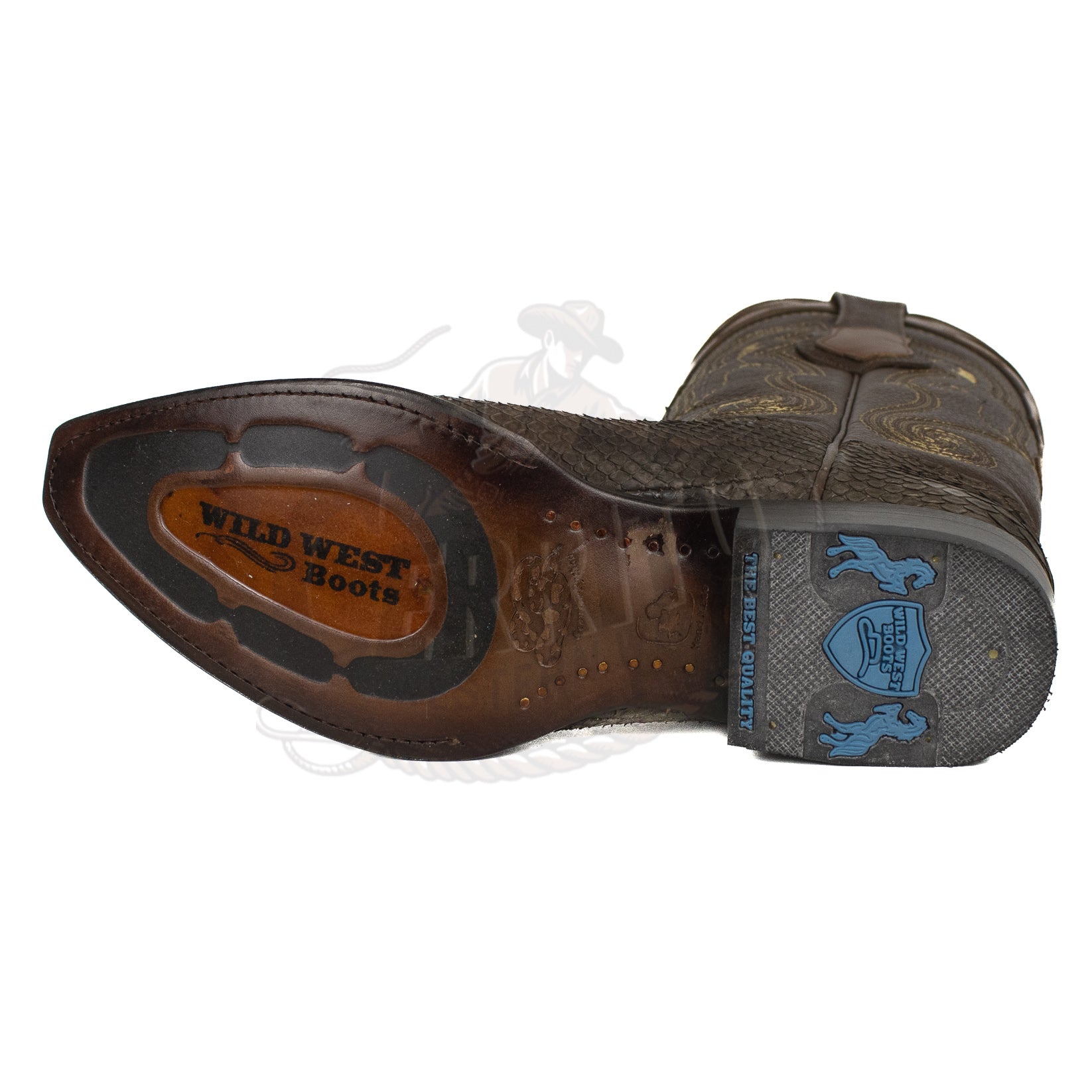 Wild West Men Nobuck Brown 94N5707 Python Snip Toe Boot