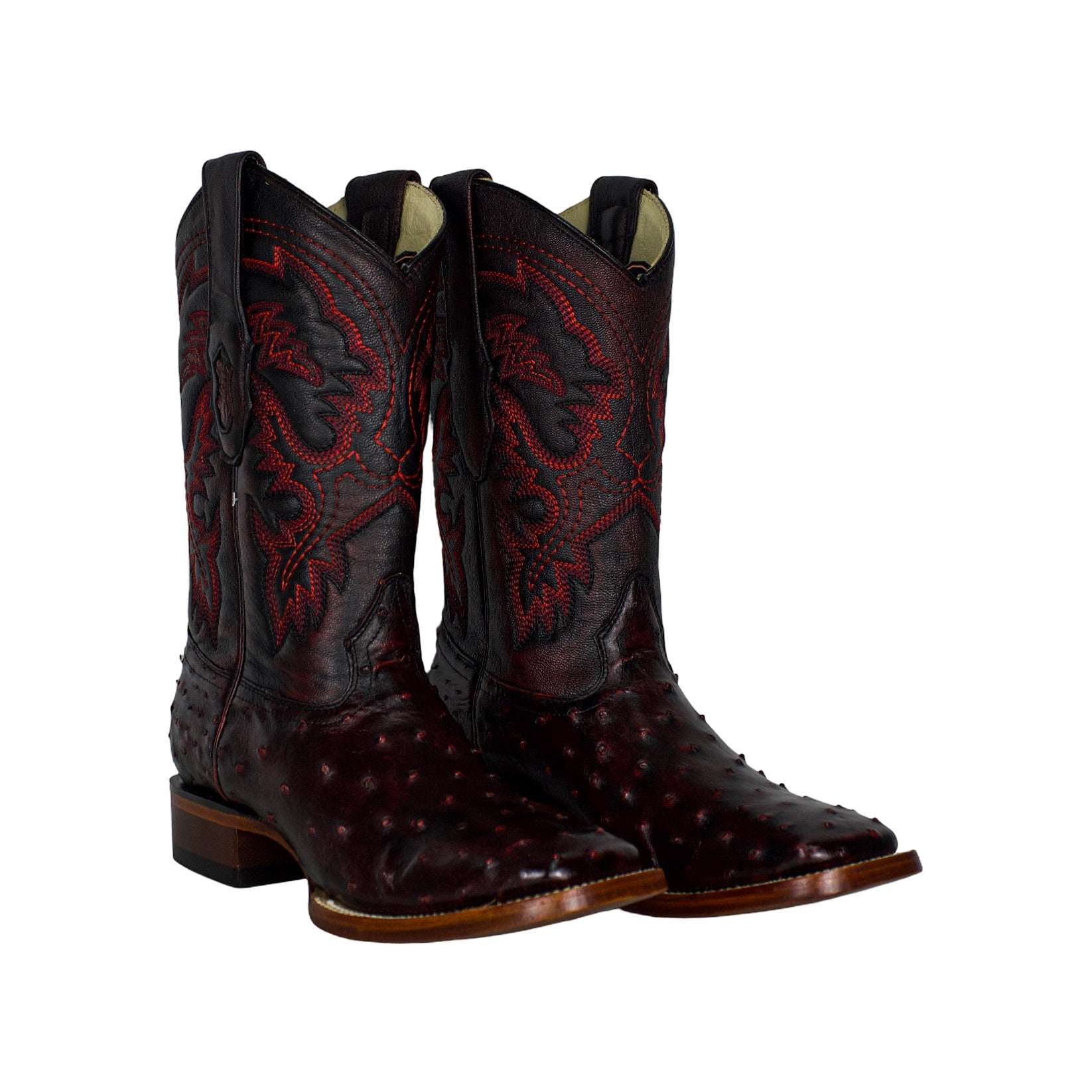 Los Altos Men Black Cherry Ostrich Square Toe 8220318 Boots