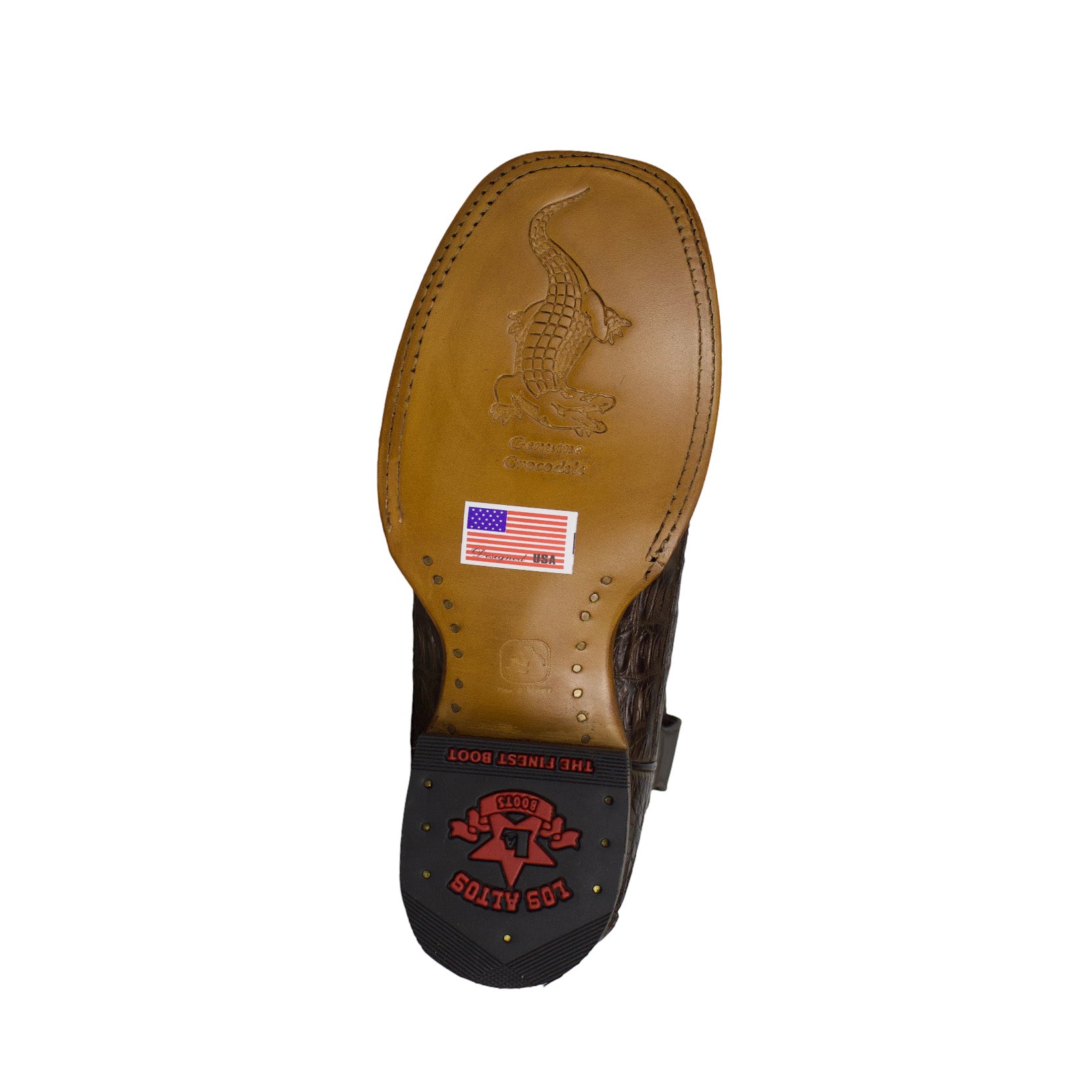 Los Altos Men Caiman Tail Brown 8220107 Square Toe Boot