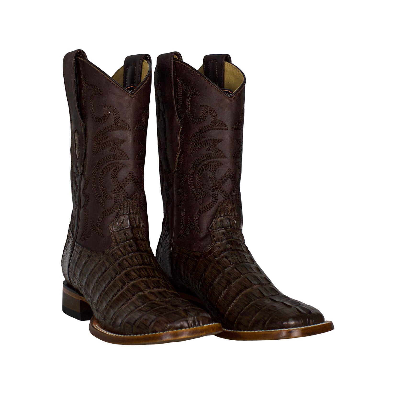 Los Altos Men Caiman Tail Brown 8220107 Square Toe Boot
