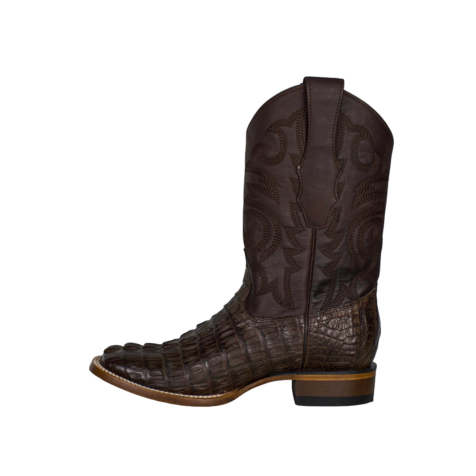 Los Altos Men Caiman Tail Brown 8220107 Square Toe Boot