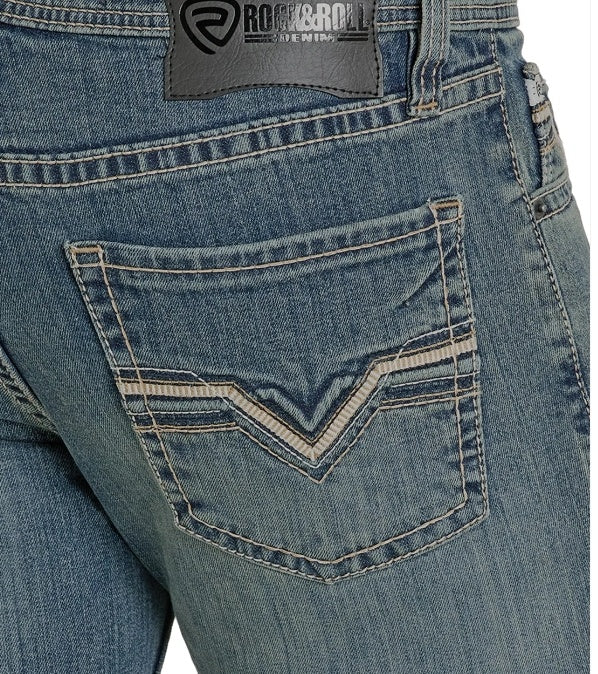 Rock & Roll Men Raised Denim Slim Straight Jean BM1RD08025