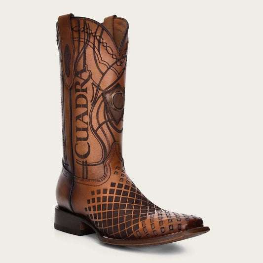 Cuadra Engraved honey leather western boots