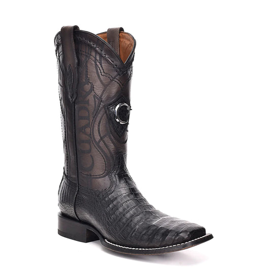 Cuadra Engraved black exotic leather cowboy boots
