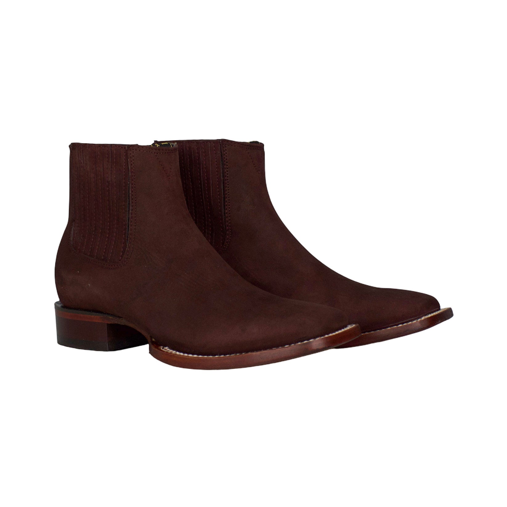 Los Altos Nobuck Burgundy 82B6306 Square Toe Ankle Boot