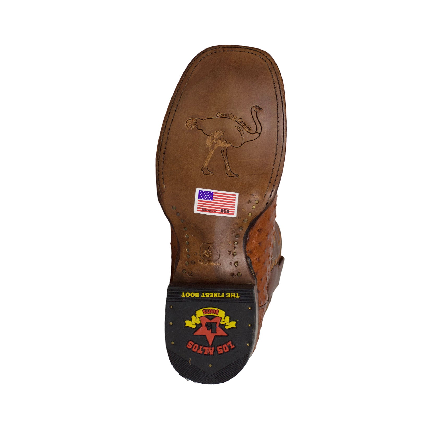 Los Altos Men Cognac Ostrich 8220303 Square Toe Boots