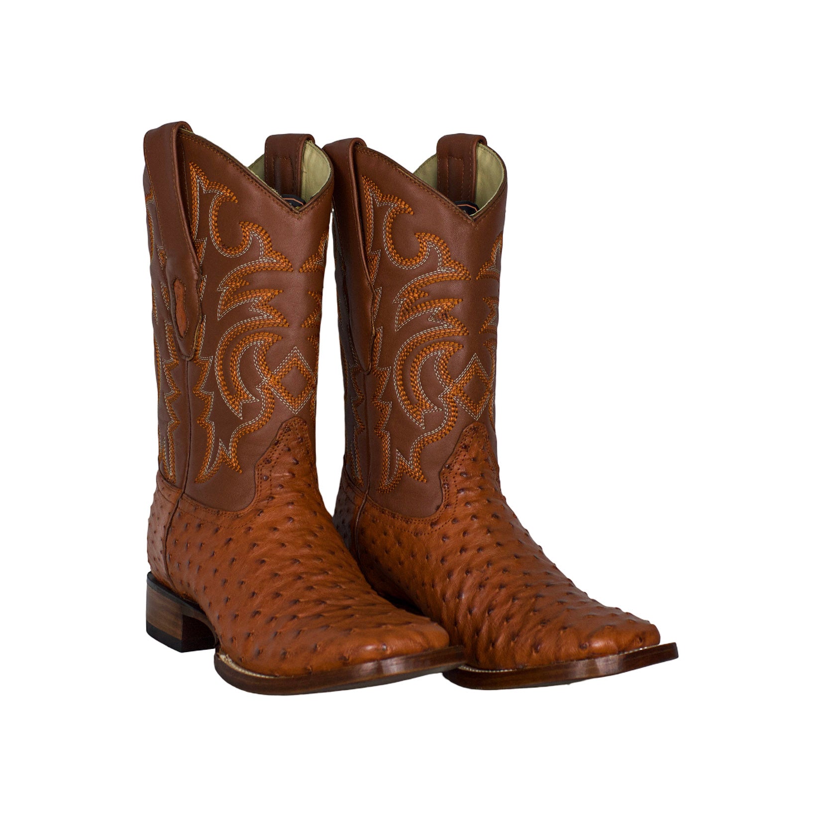 Los Altos Men Cognac Ostrich 8220303 Square Toe Boots