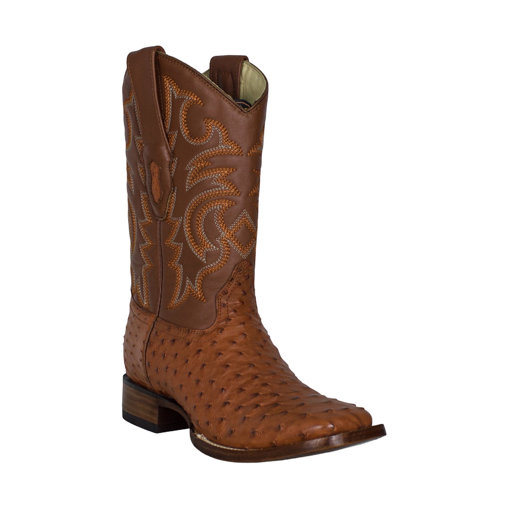 Los Altos Men Cognac Ostrich 8220303 Square Toe Boots