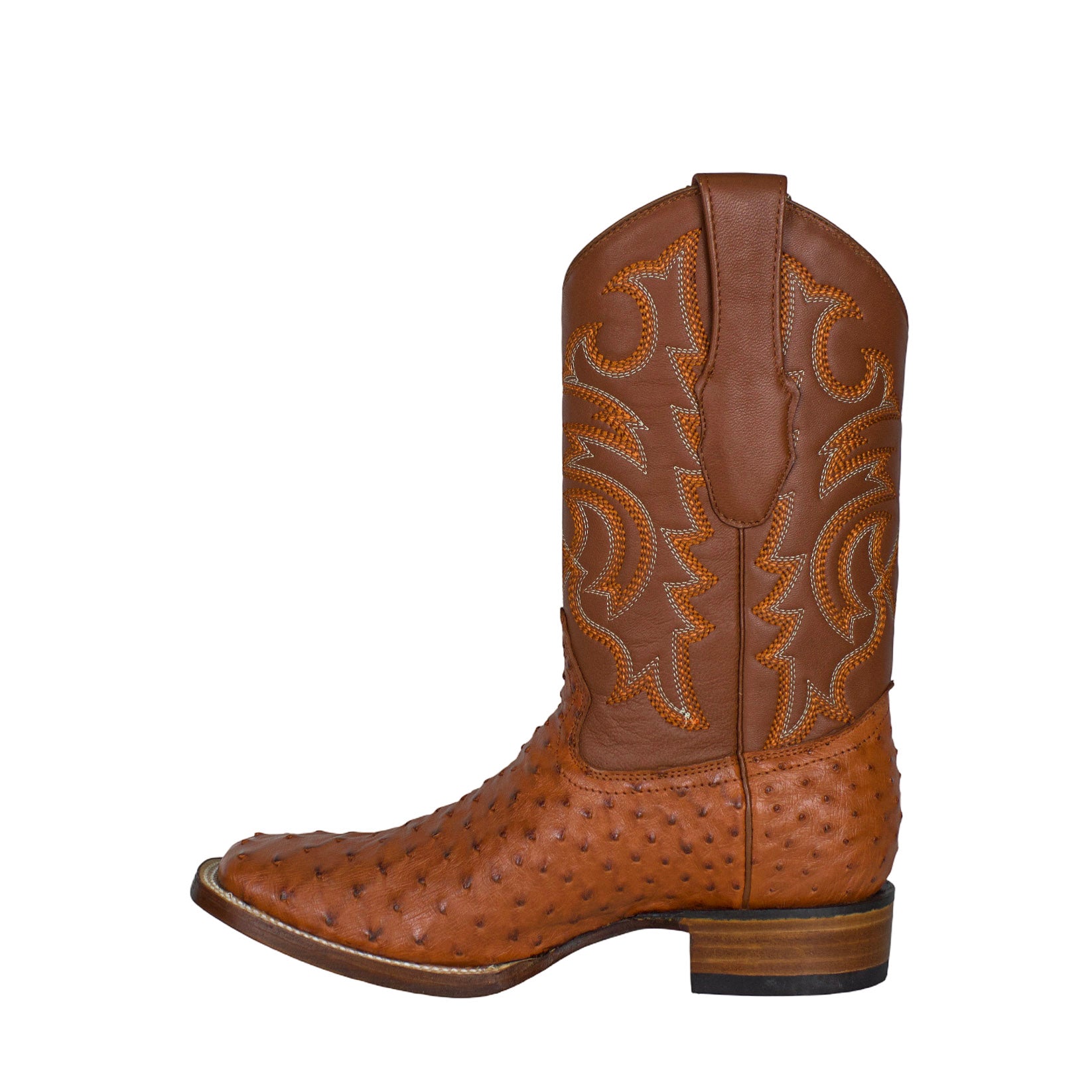 Los Altos Men Cognac Ostrich 8220303 Square Toe Boots