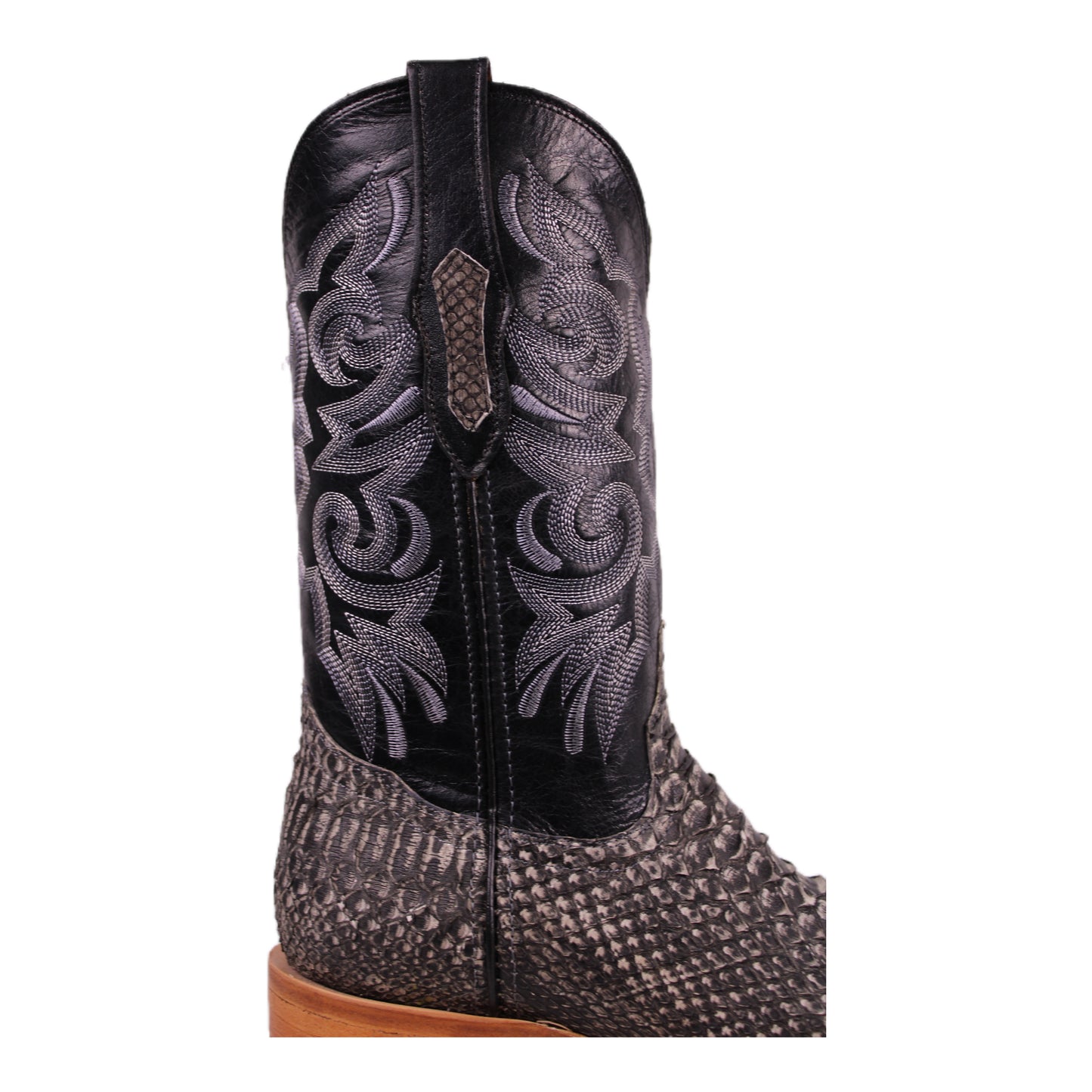 Diligencia Rustic Black Exotic Leather Boot