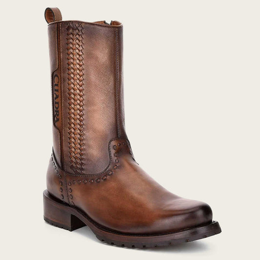 Cuadra brown cowboy boots handwoven in honey leather