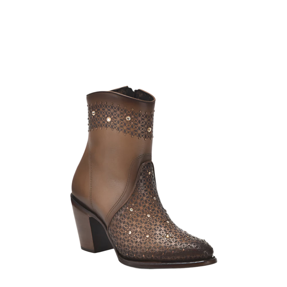Cuadra WMN Perforated Crystals Short Boot 4V02RS Crust Brown