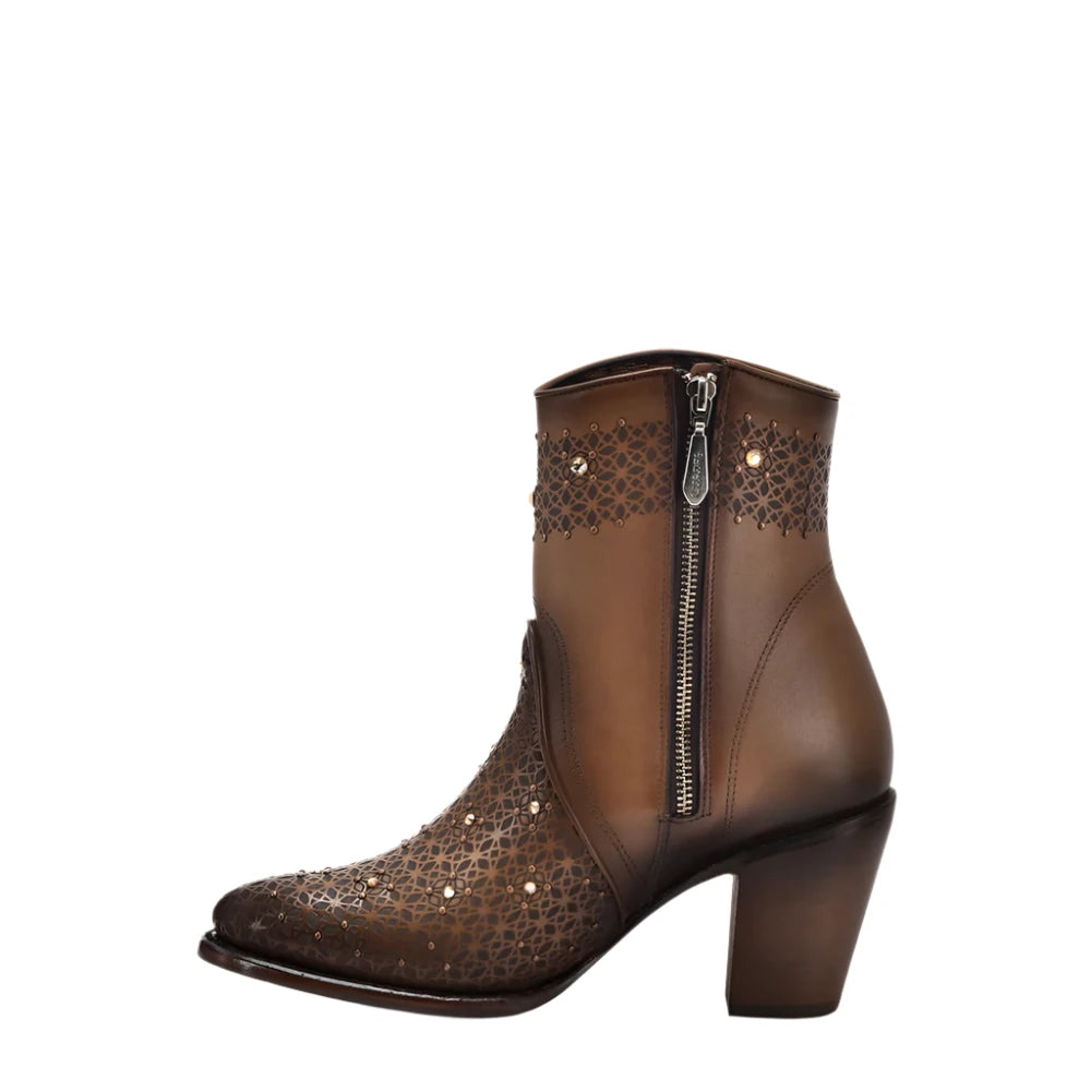Cuadra WMN Perforated Crystals Short Boot 4V02RS Crust Brown