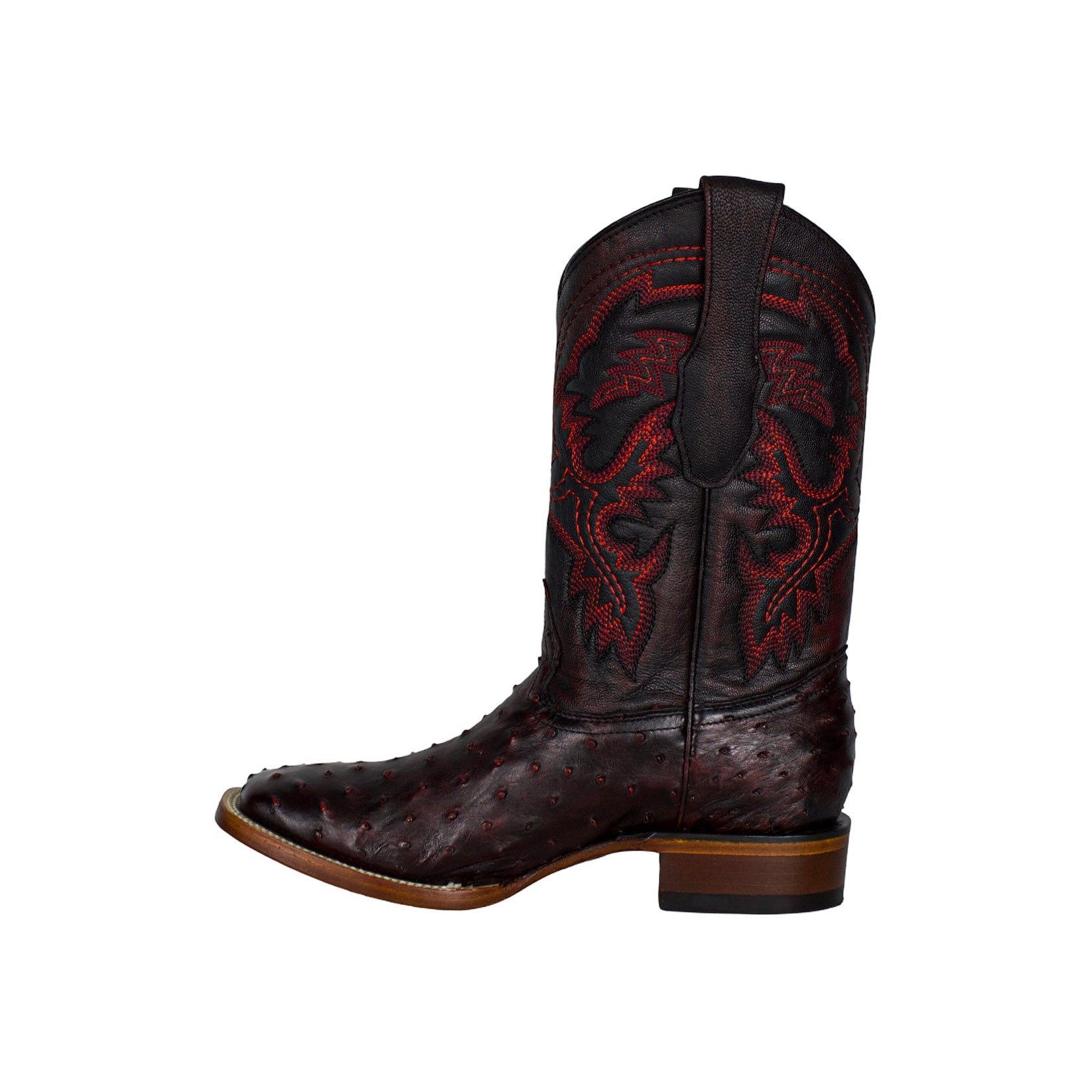 Los Altos Men Black Cherry Ostrich Square Toe 8220318 Boots