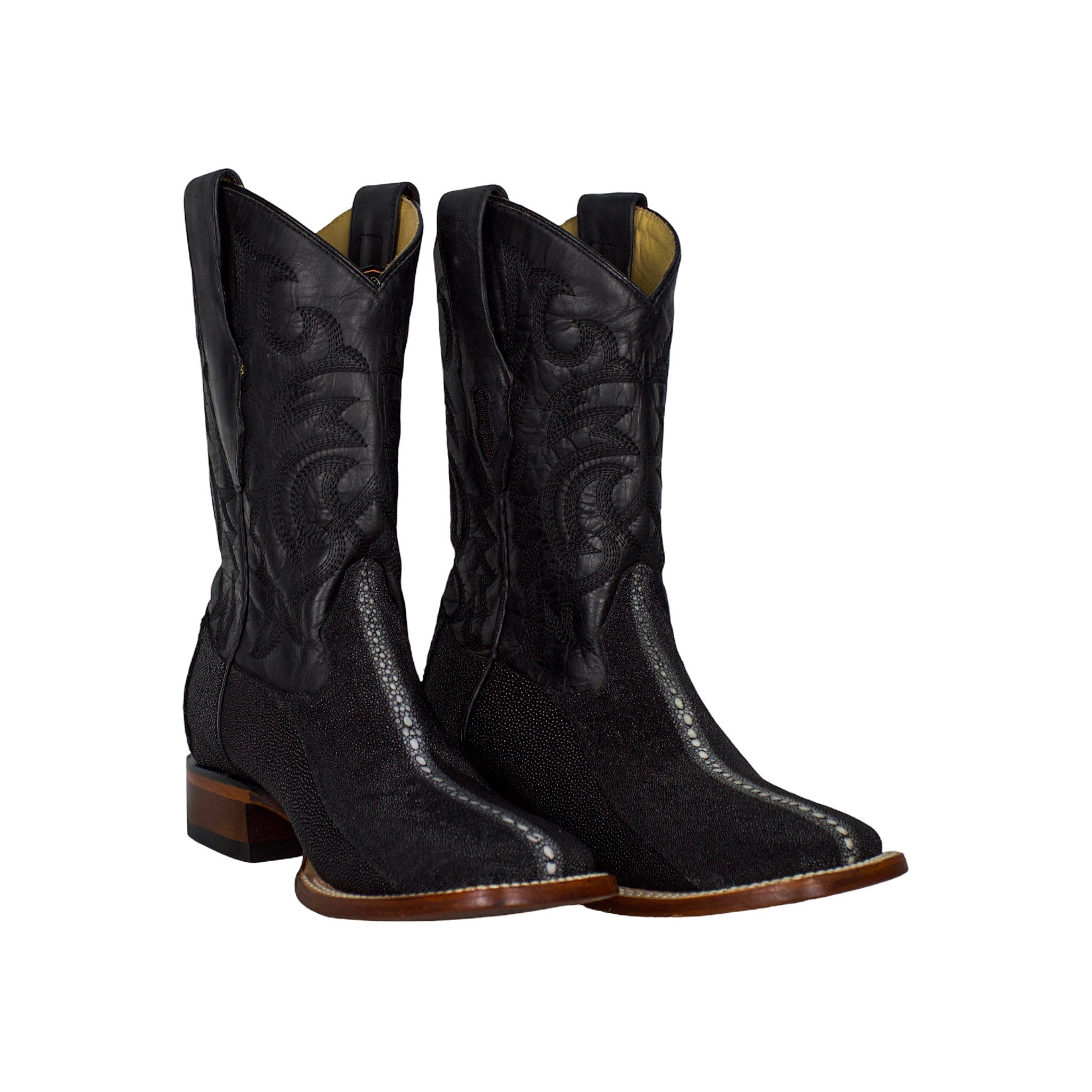 Los Altos Men Stingray Rowstone Black 8221105 Square Toe Boot