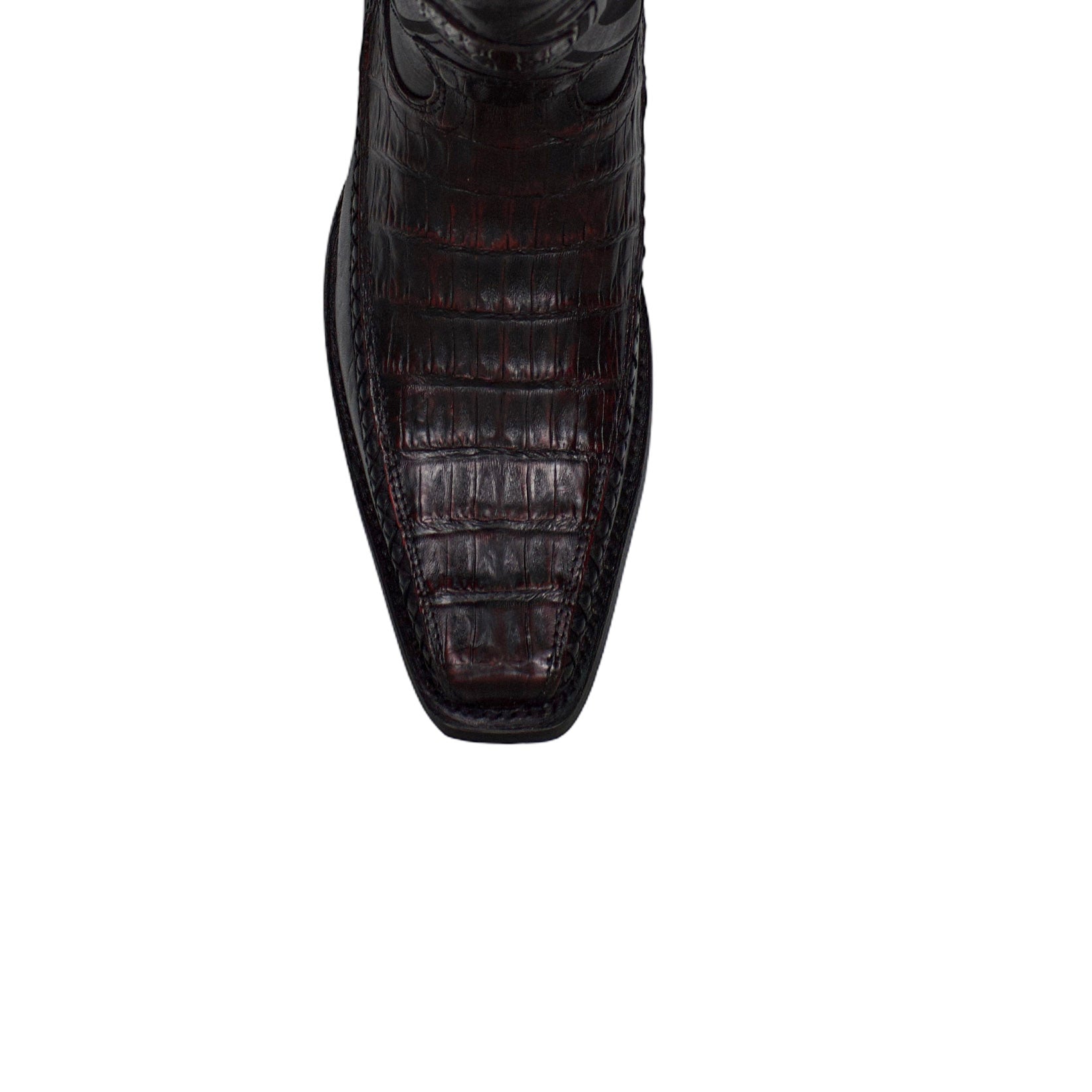 Los Altos Men Caiman Belly Black Cherry 77LFI8218 Narrow European Square Toe