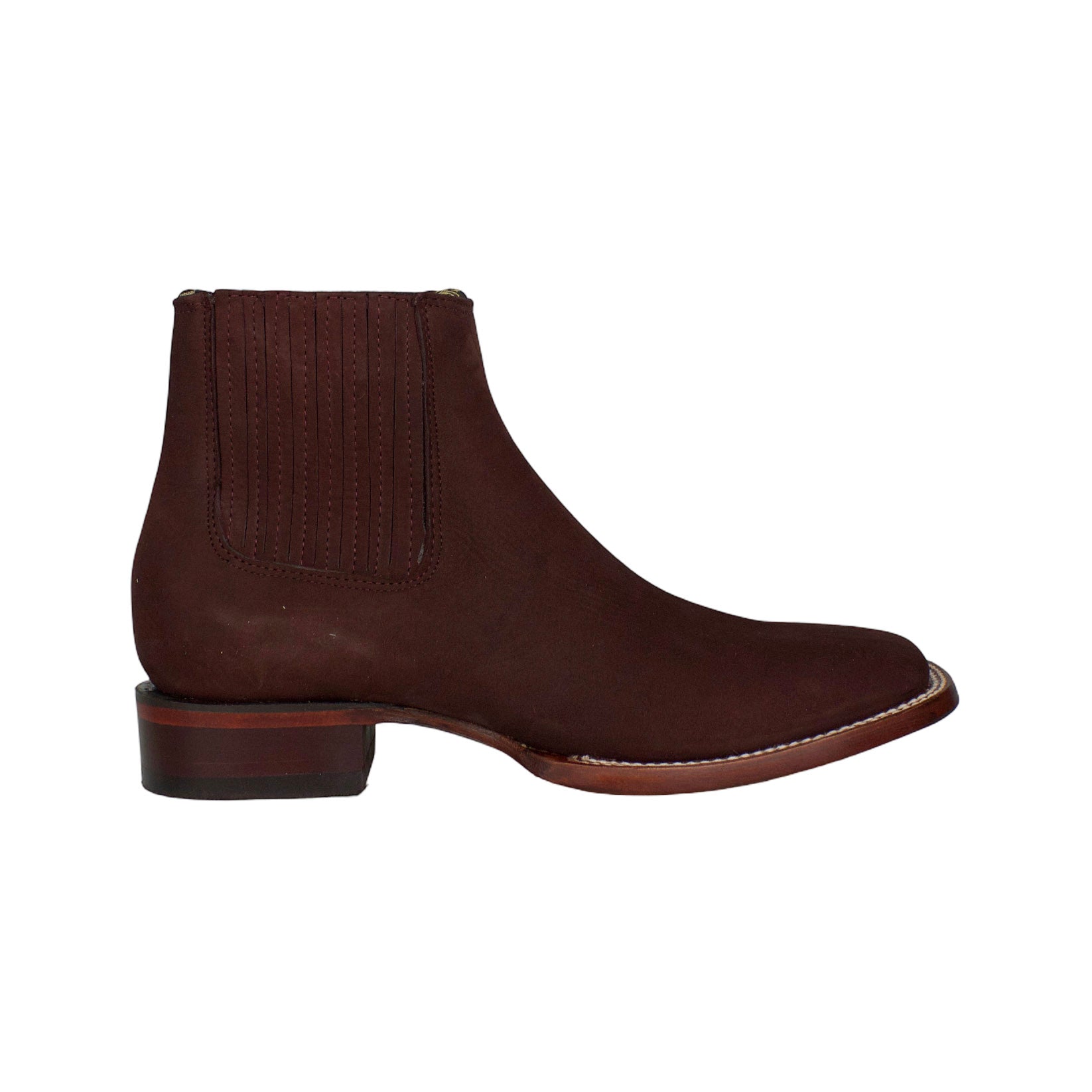 Los Altos Nobuck Burgundy 82B6306 Square Toe Ankle Boot