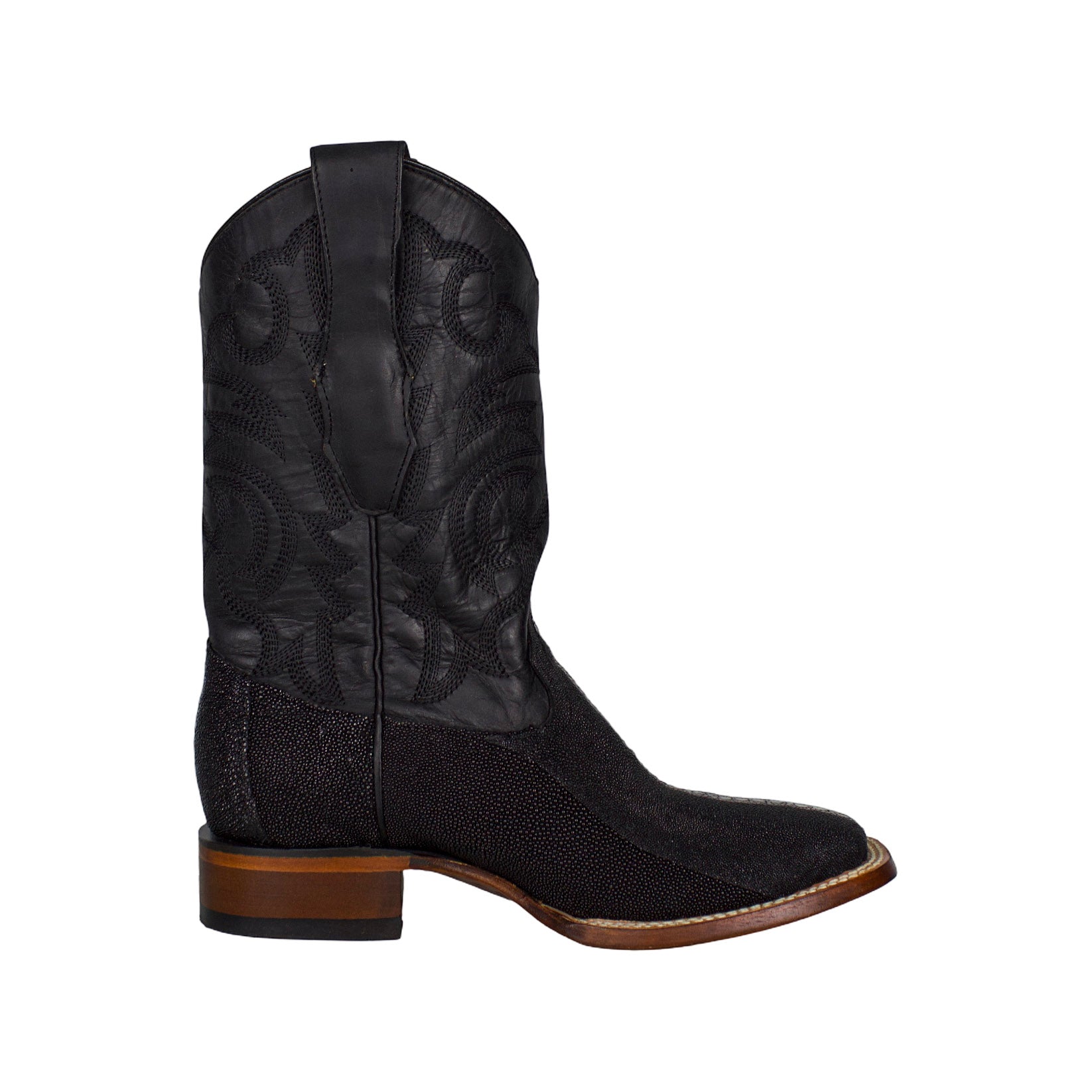 Los Altos Men Stingray Rowstone Black 8221105 Square Toe Boot