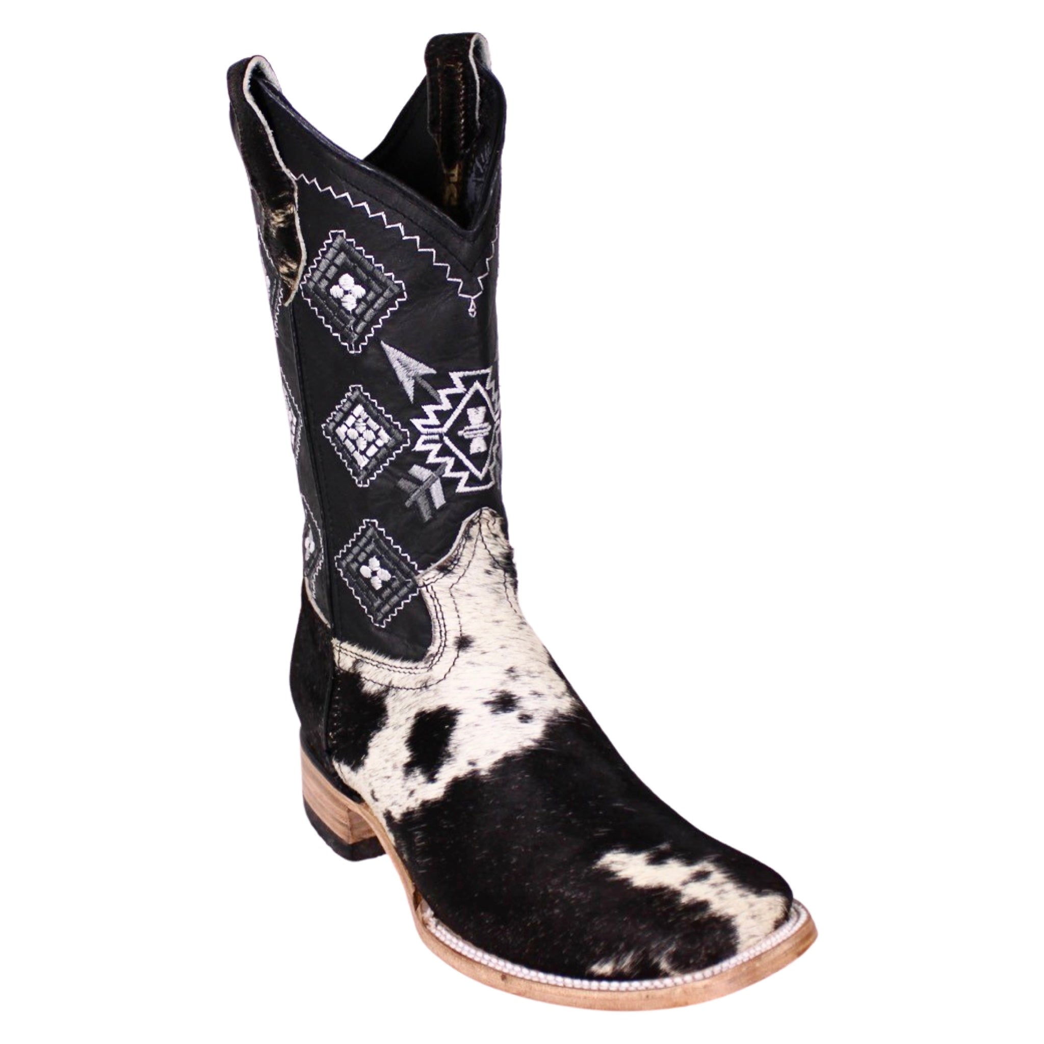 Agave Women Bulldog Full Black/White Cowhide Boot