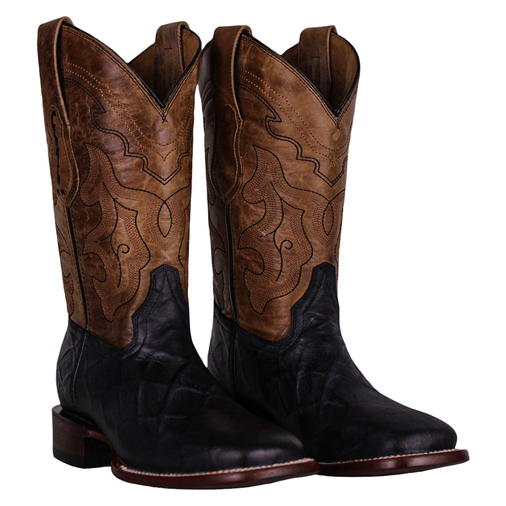 Cerrito MN Azabache Pirarucu Imitation Square Toe Boot ISB029 Black