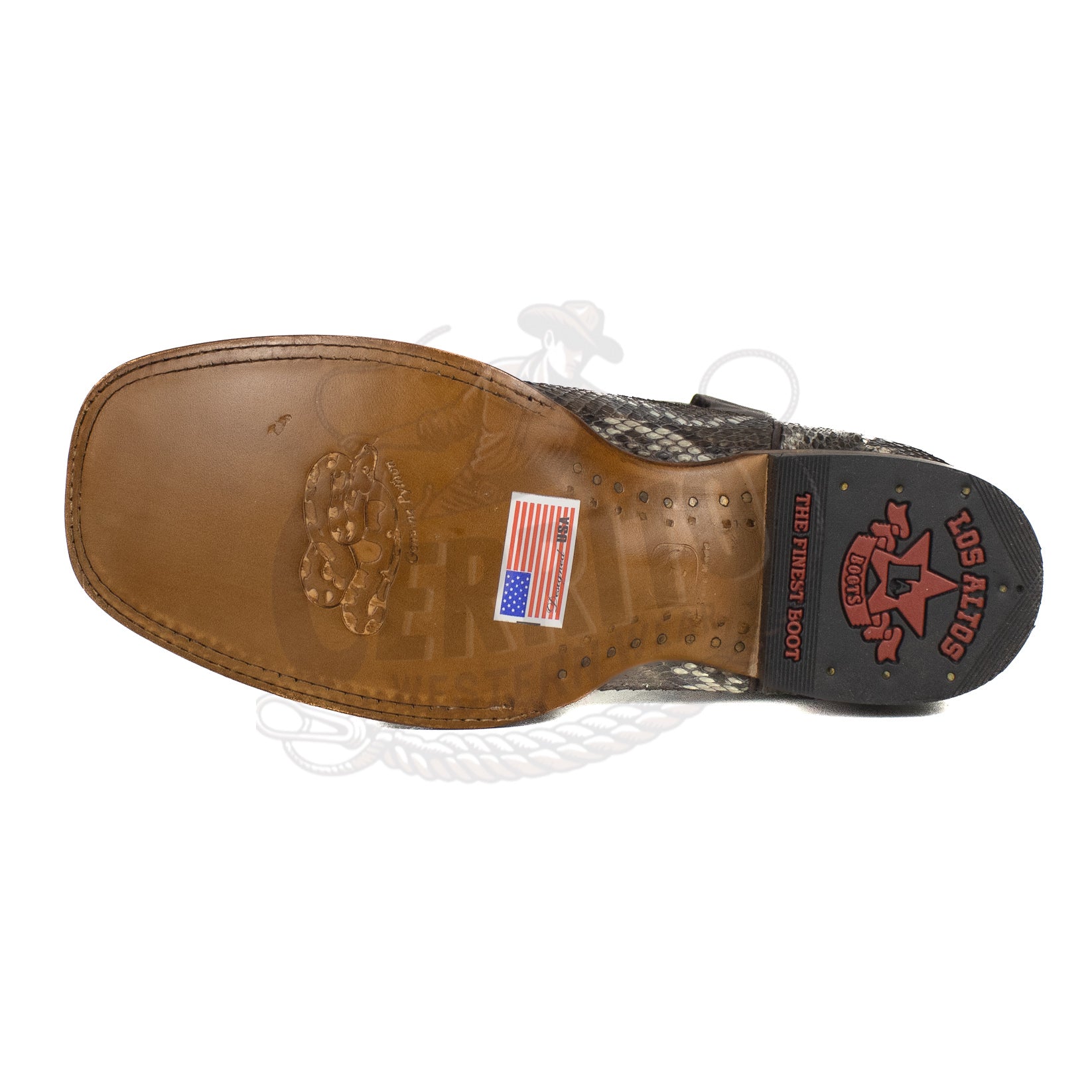 Los Altos Men Python Rustic Brown 8225785 Square Toe Boot