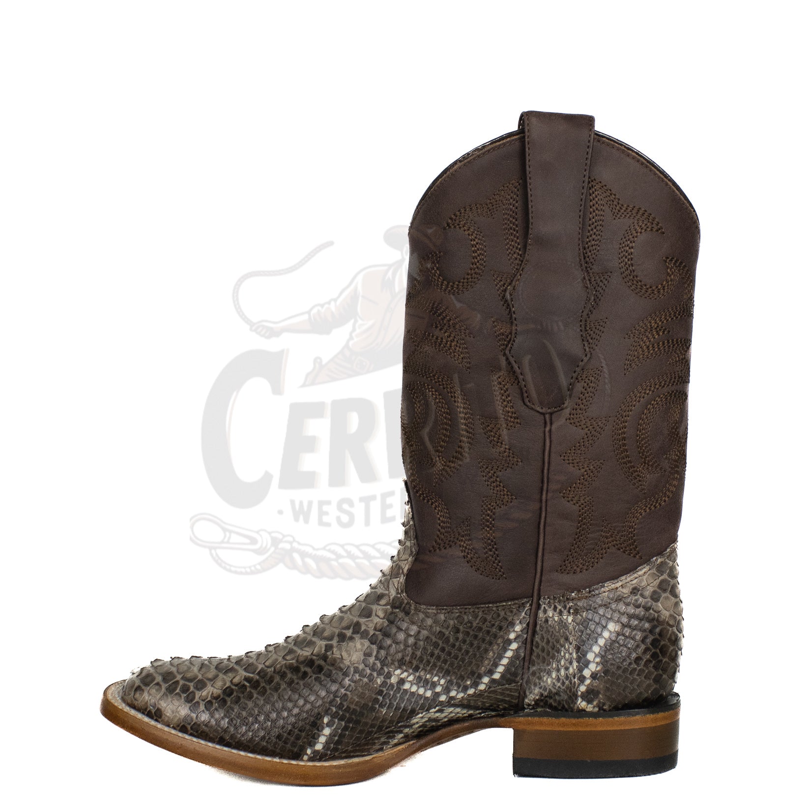 Los Altos Men Python Rustic Brown 8225785 Square Toe Boot
