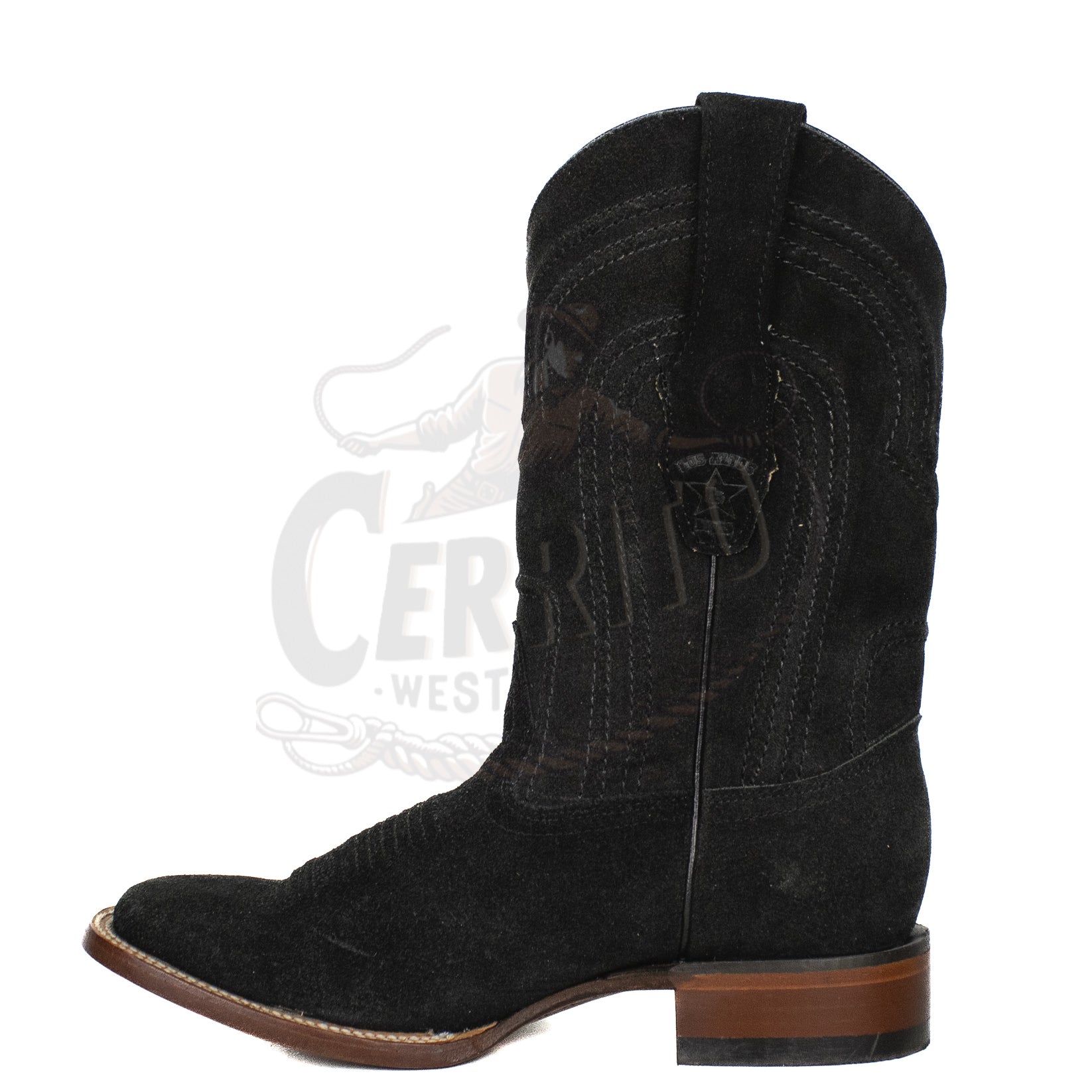 Los Altos Men Suede Black Square Toe Boot 8226605