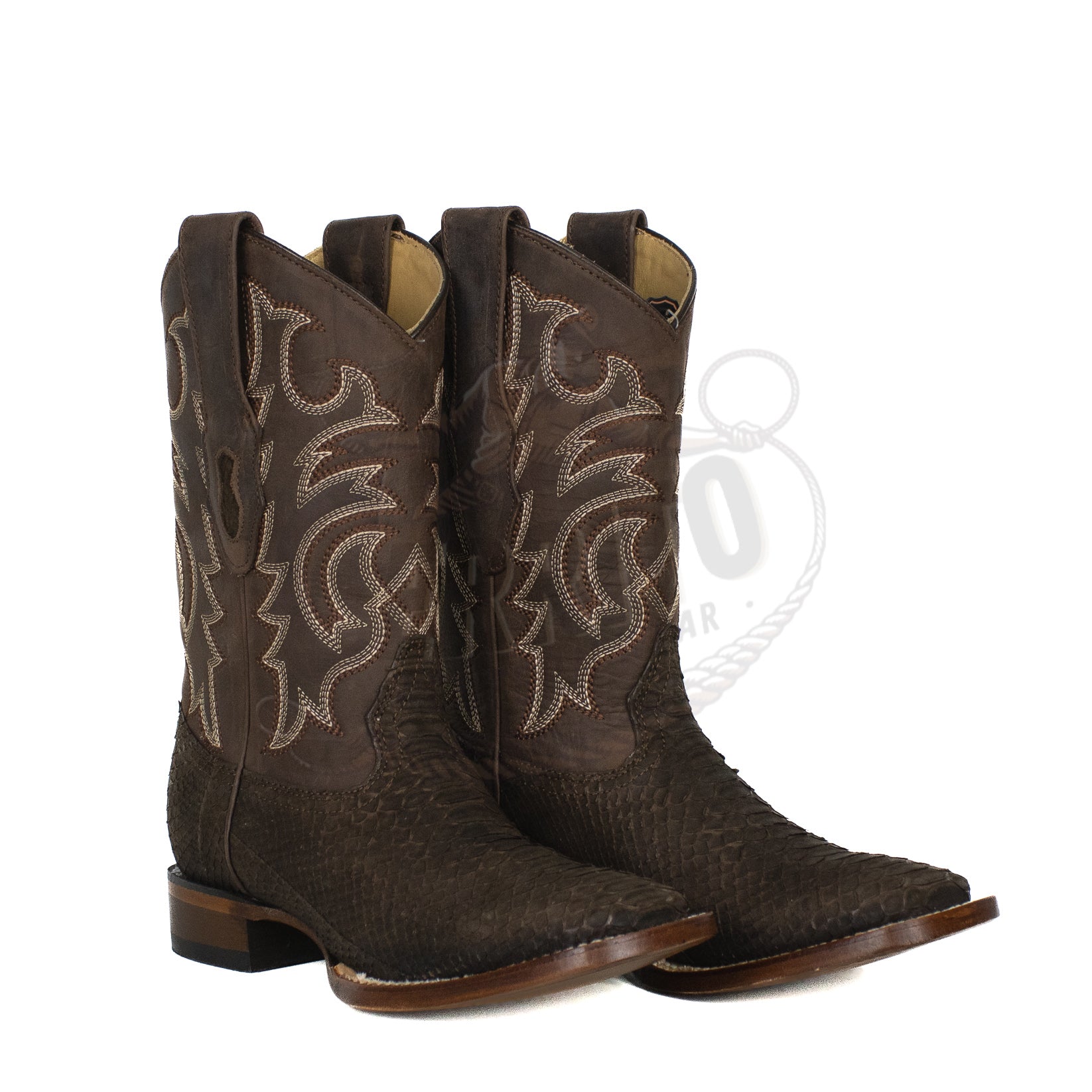 Los Altos Men Python Nobuck Brown 822N5707 Square Toe Boot