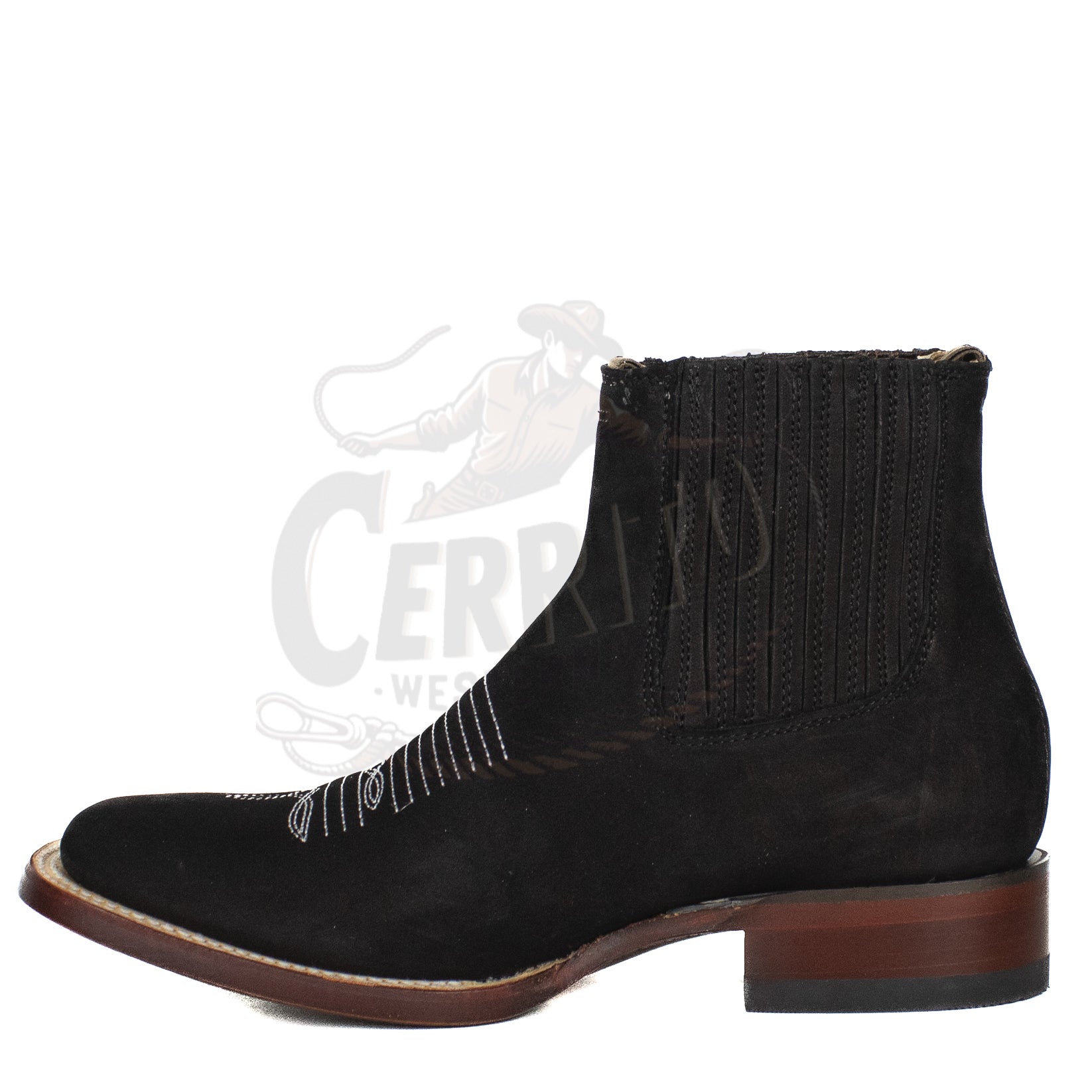 Los Altos Men Cowhide Square Toe Ankle Boot 82BM26305 Nobuck Black