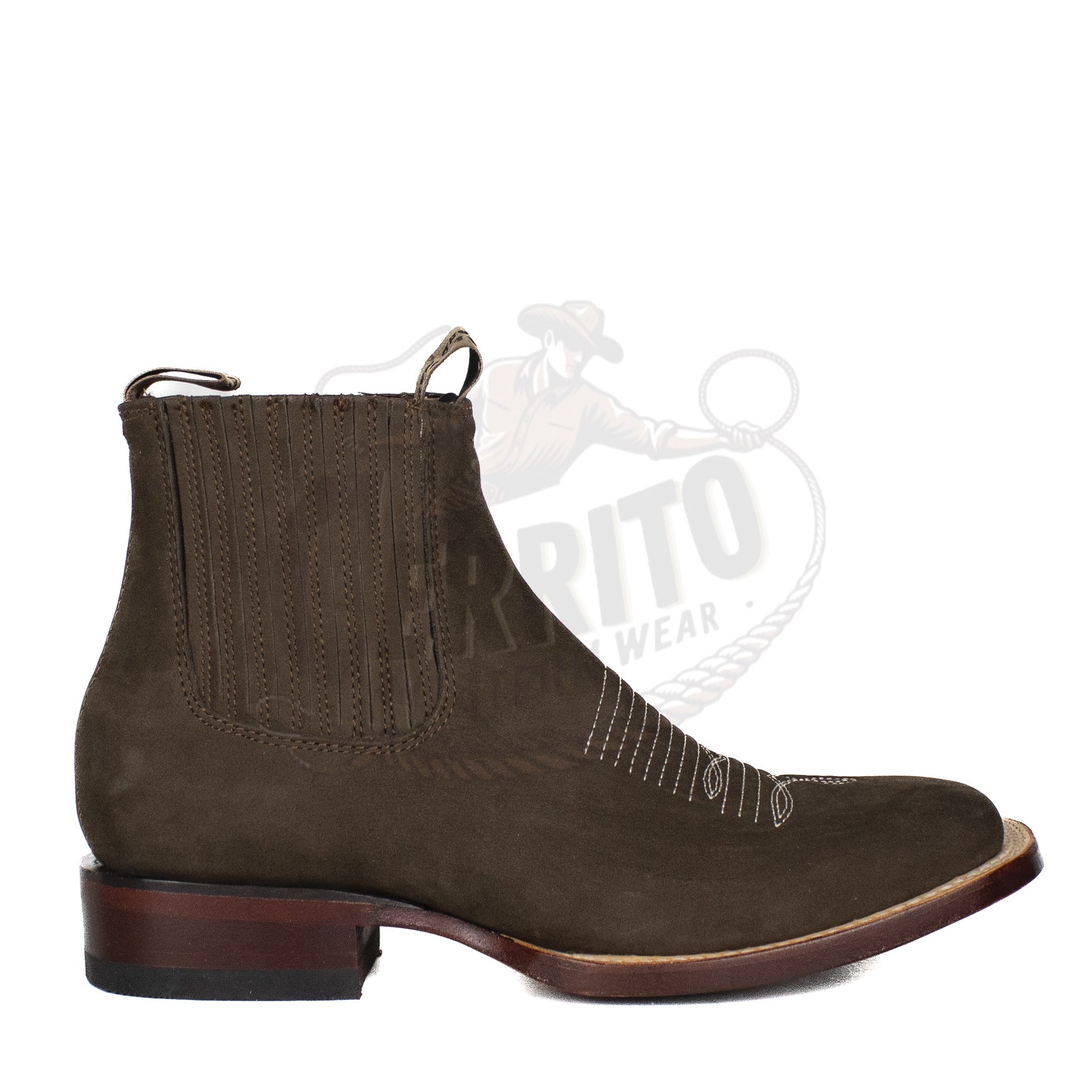 Los Altos Men Cowhide Square Toe Ankle Boot 82BM26359 Nobuck Dark Tabacco